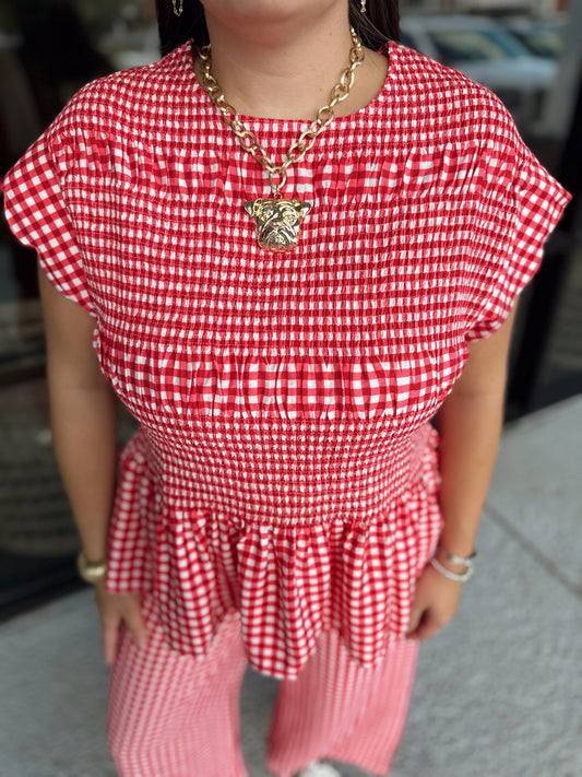 Rustic Charm Smocked Set - red