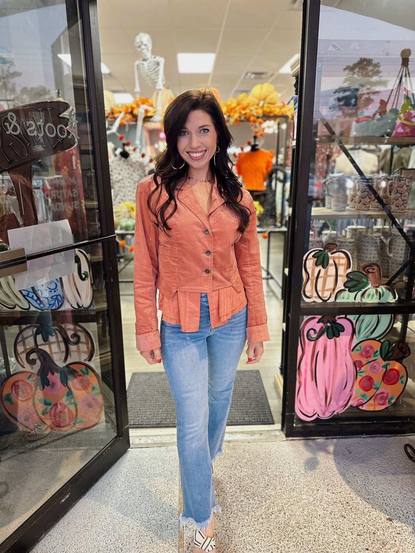 Contrasted Peplum Jacket
