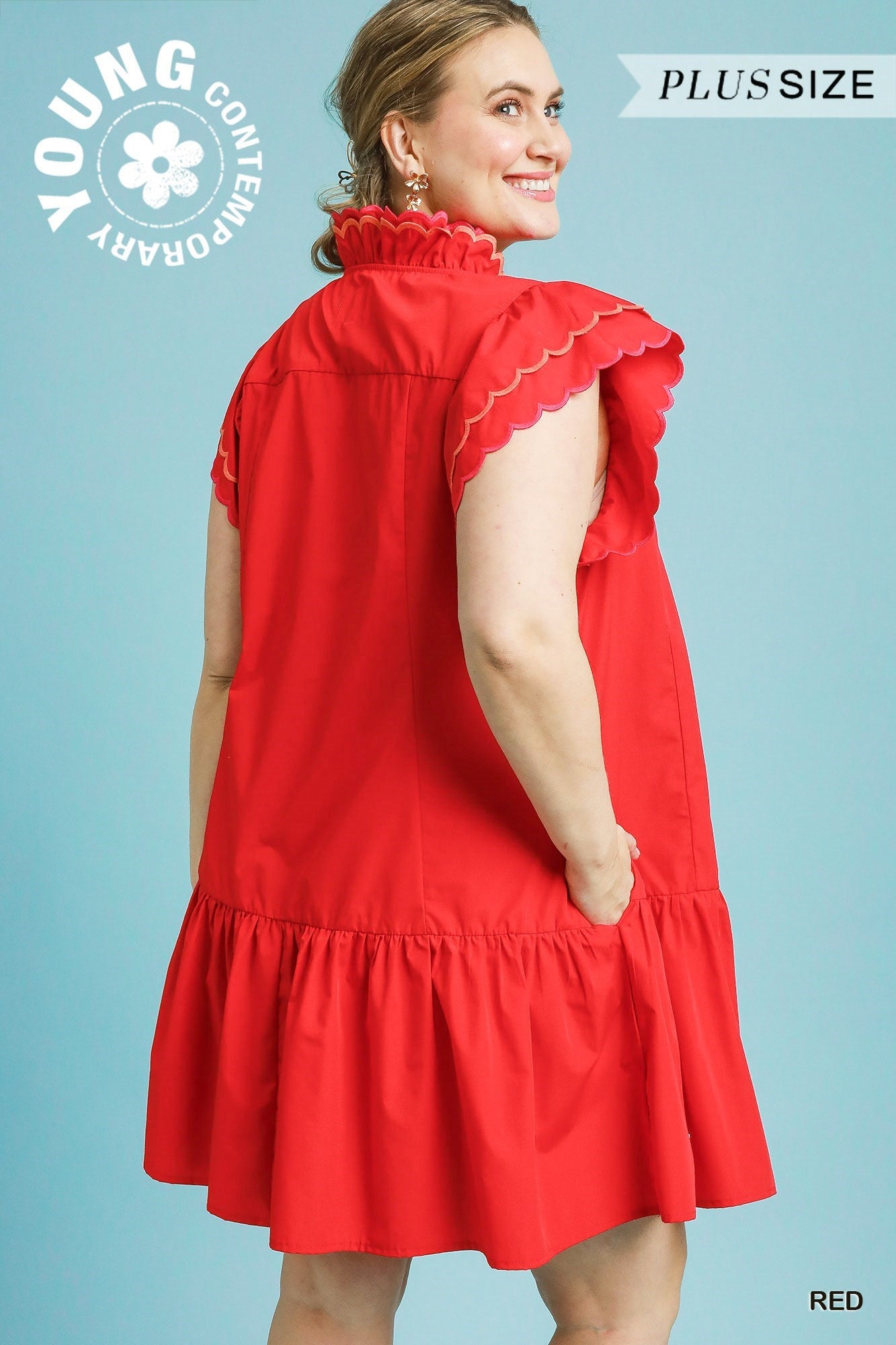 Cynthia Ruffle Mini-Red