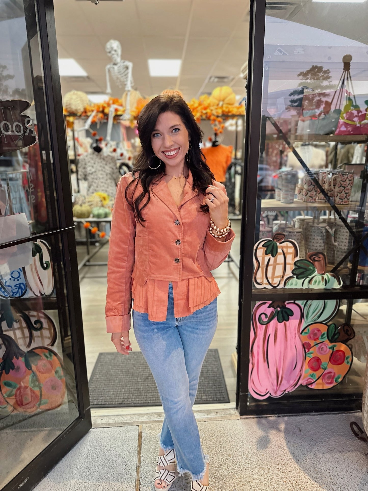 Contrasted Peplum Jacket