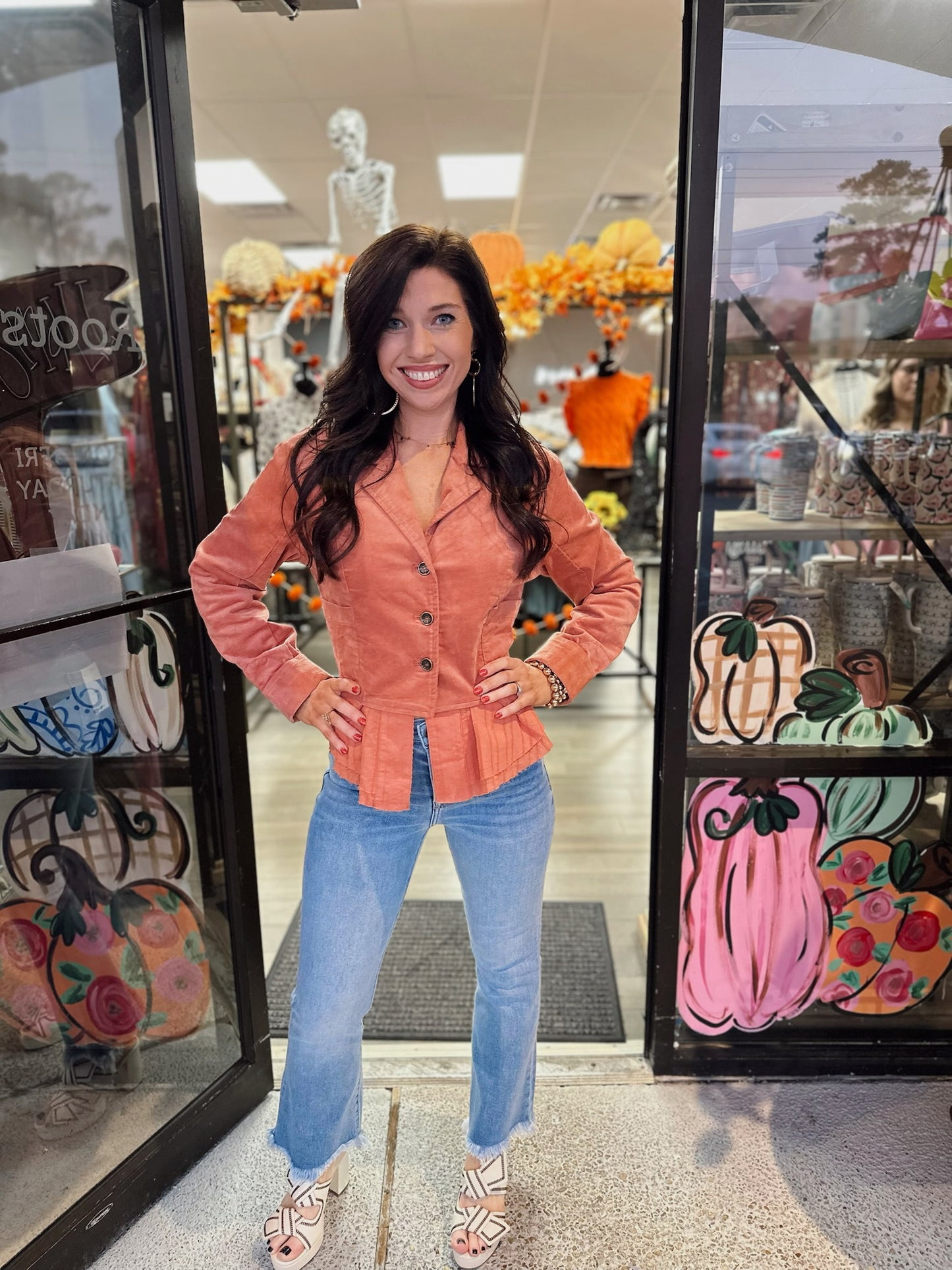 Contrasted Peplum Jacket