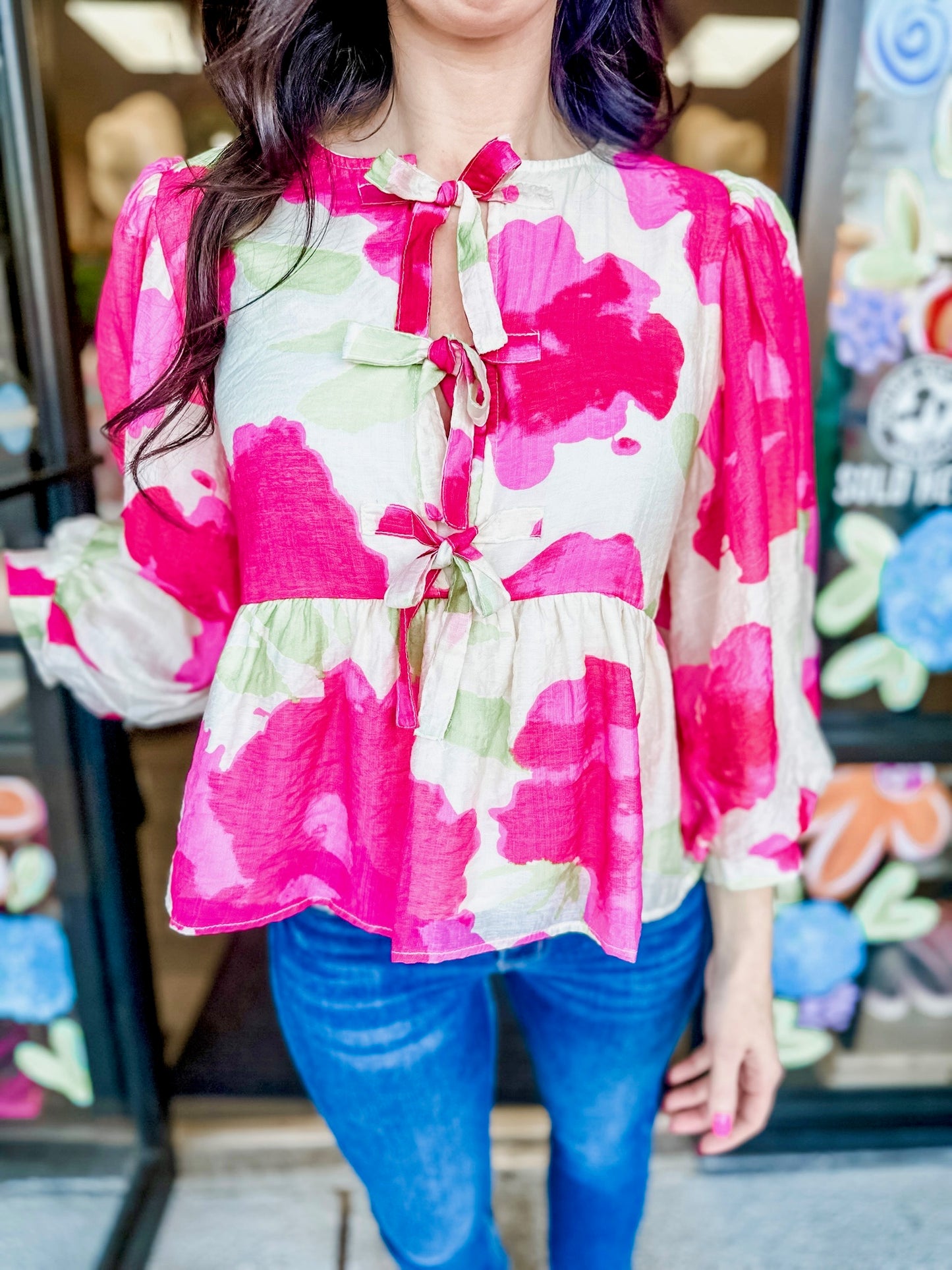 Floral Goodbye Top - Hot Pink