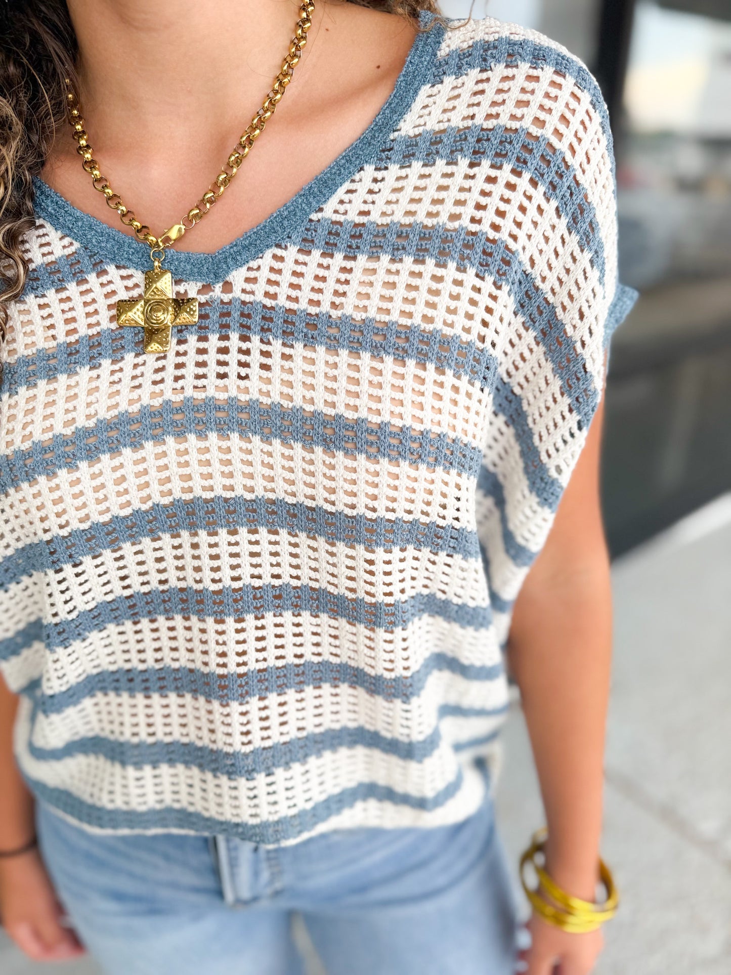 Oversized V Neck Sweater Top