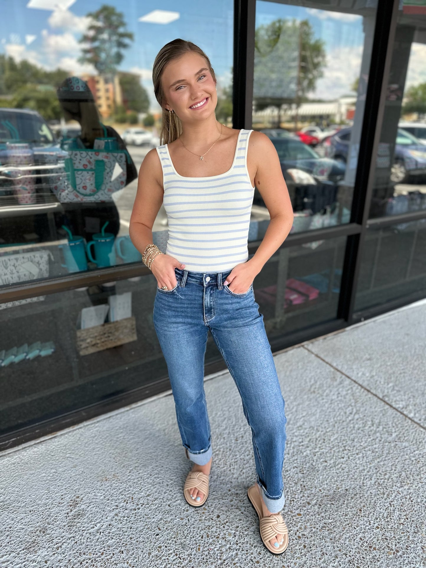 Striped Ribbed Bodysuit