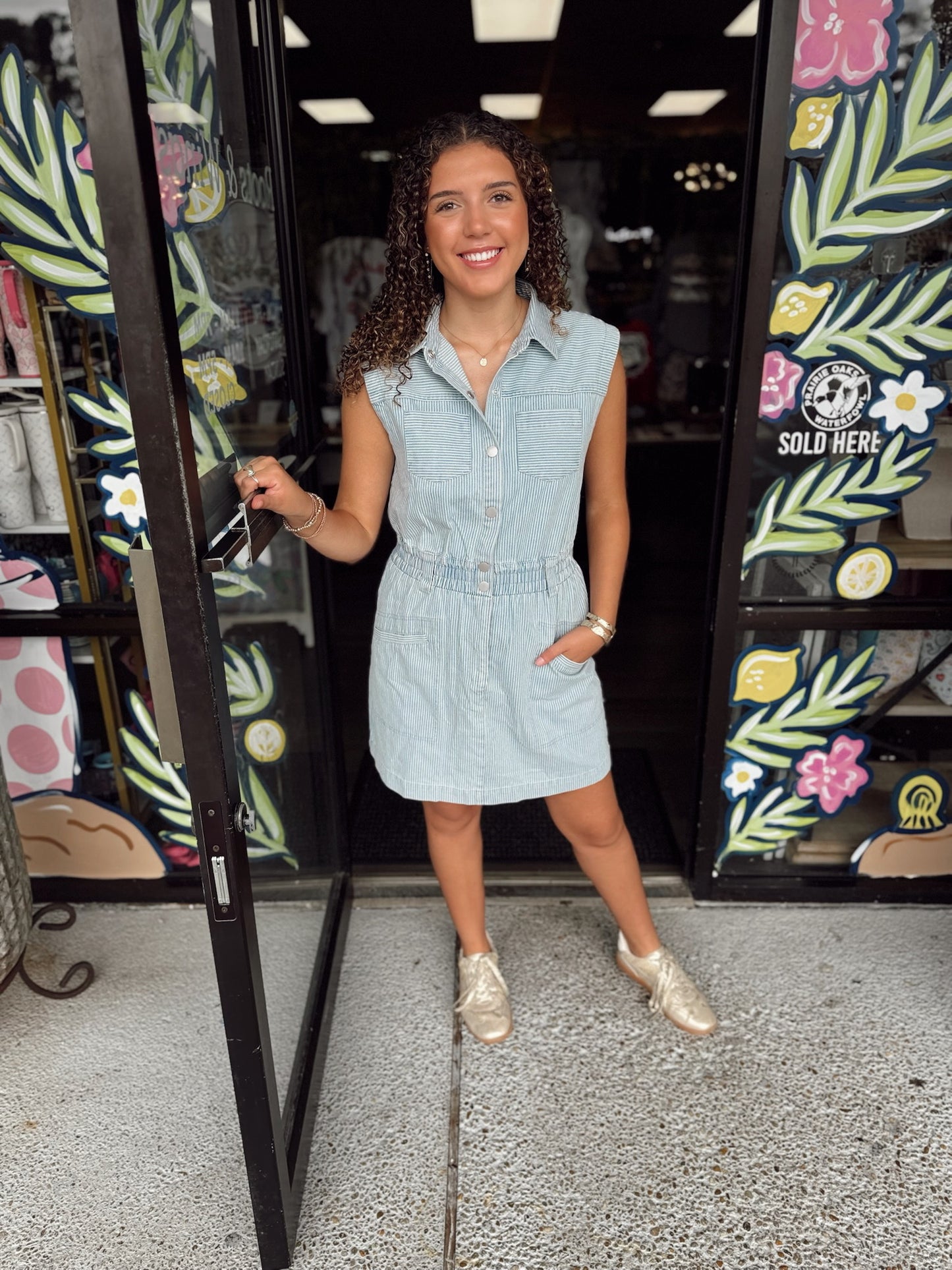 Washed Denim Dress-Denim Blue