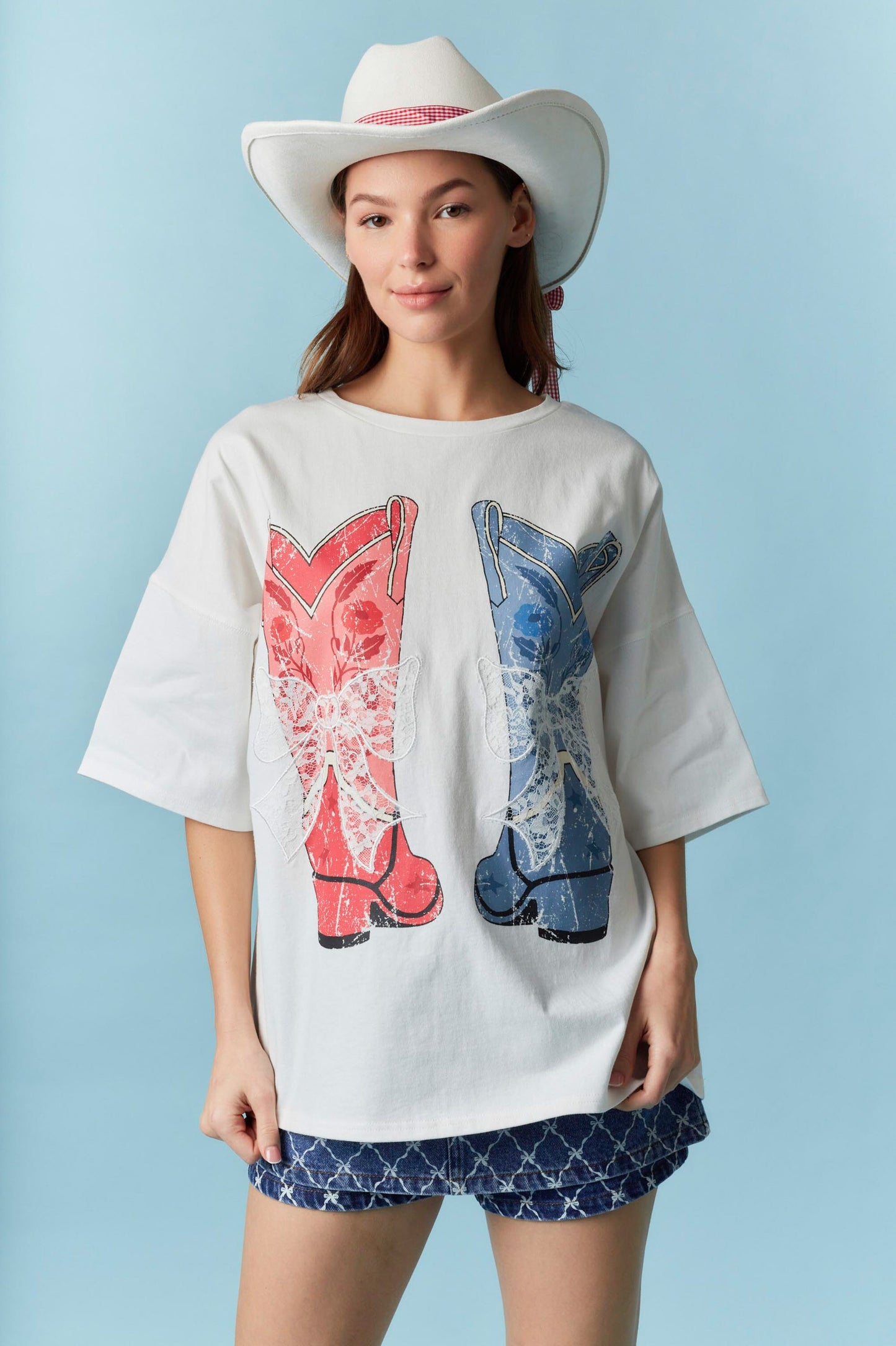 Lace and Boots- Red/Blue