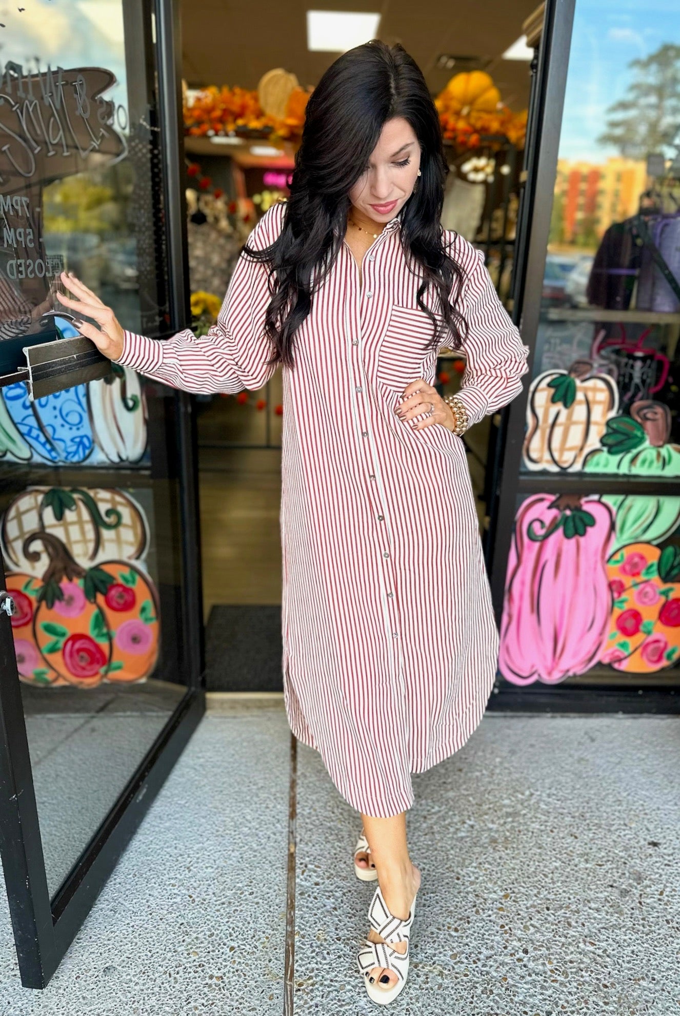Victoria Striped Maxi-Rust