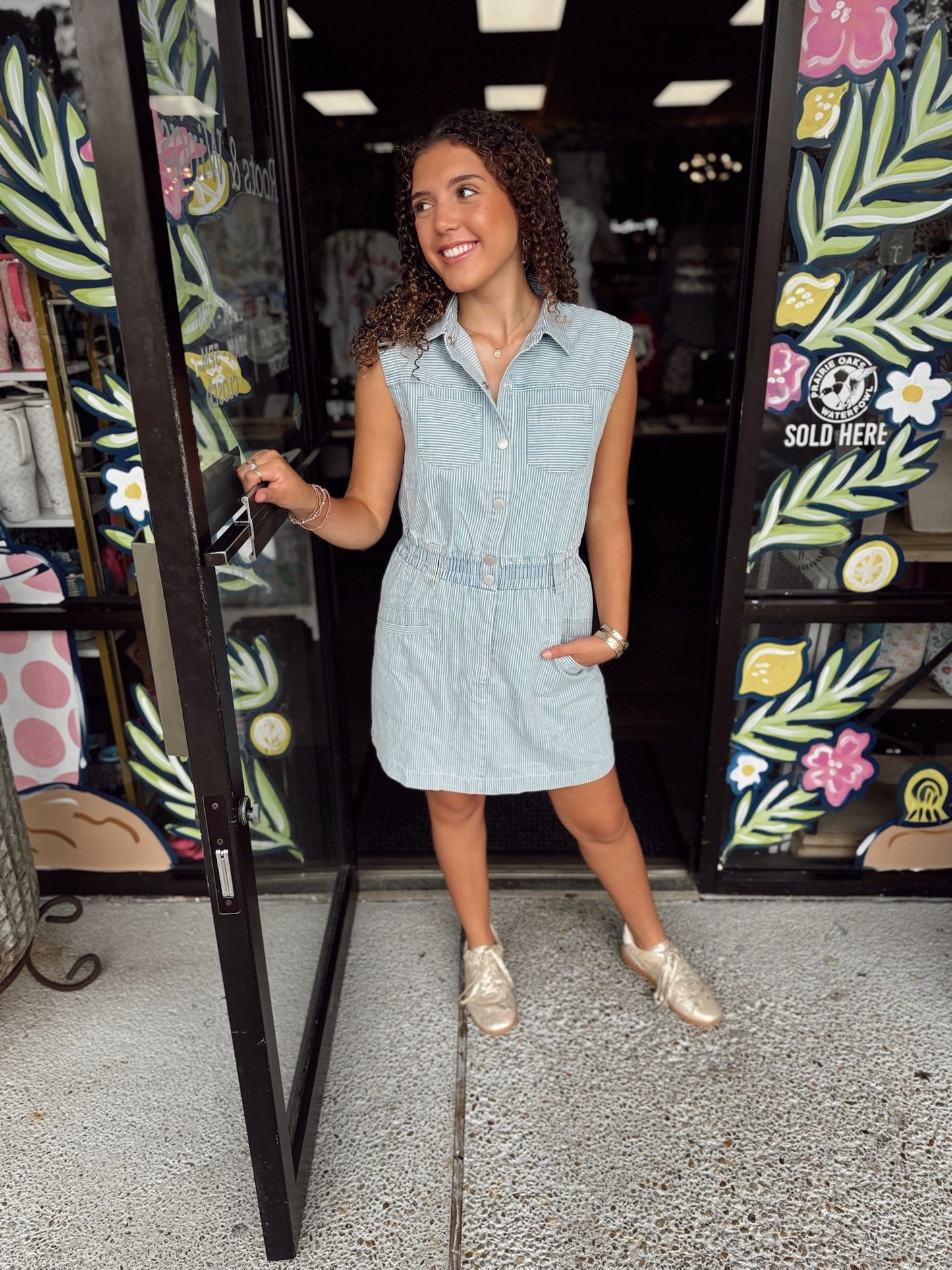 Washed Denim Dress-Denim Blue