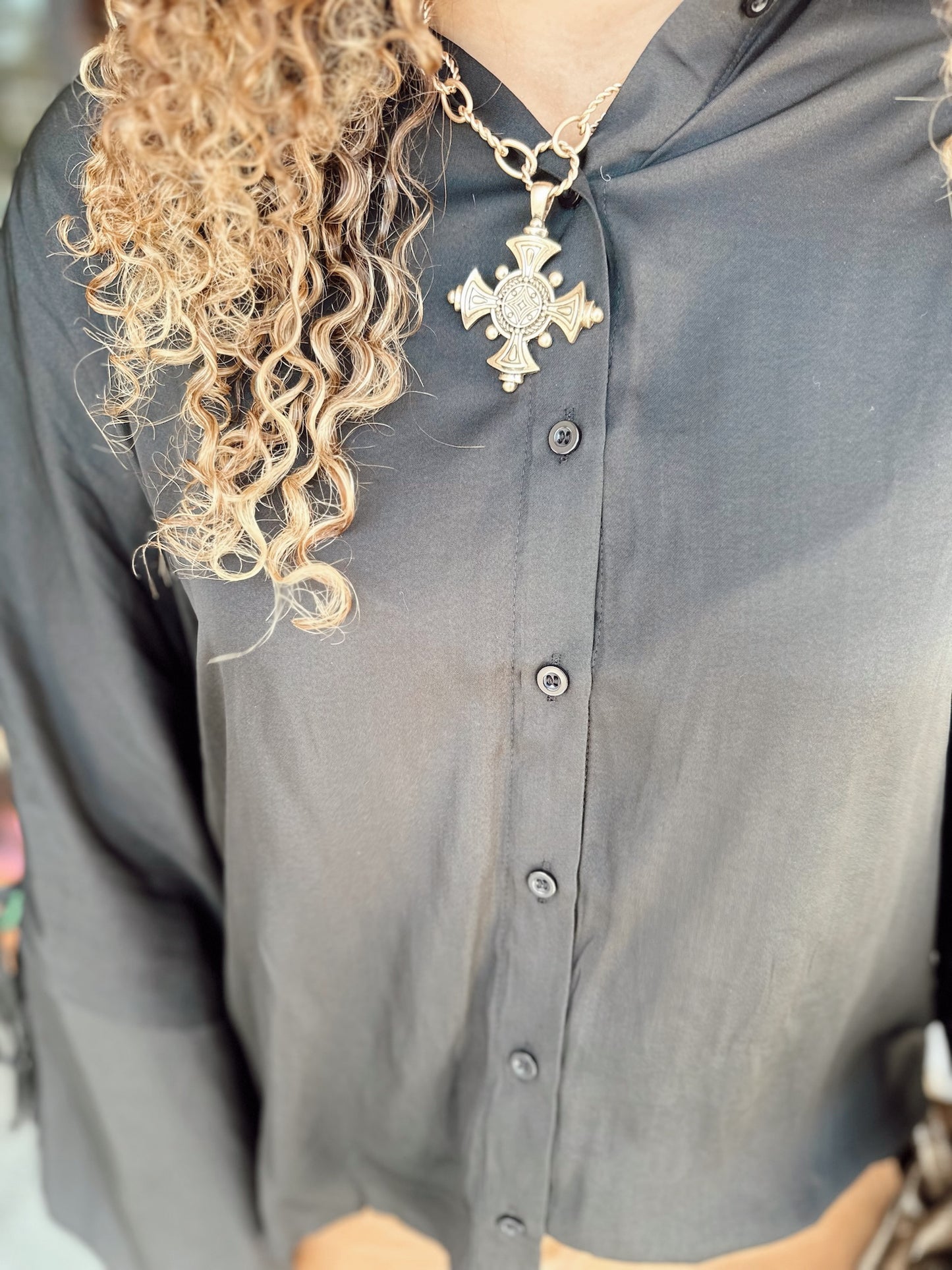 Kilee Top - Black satin