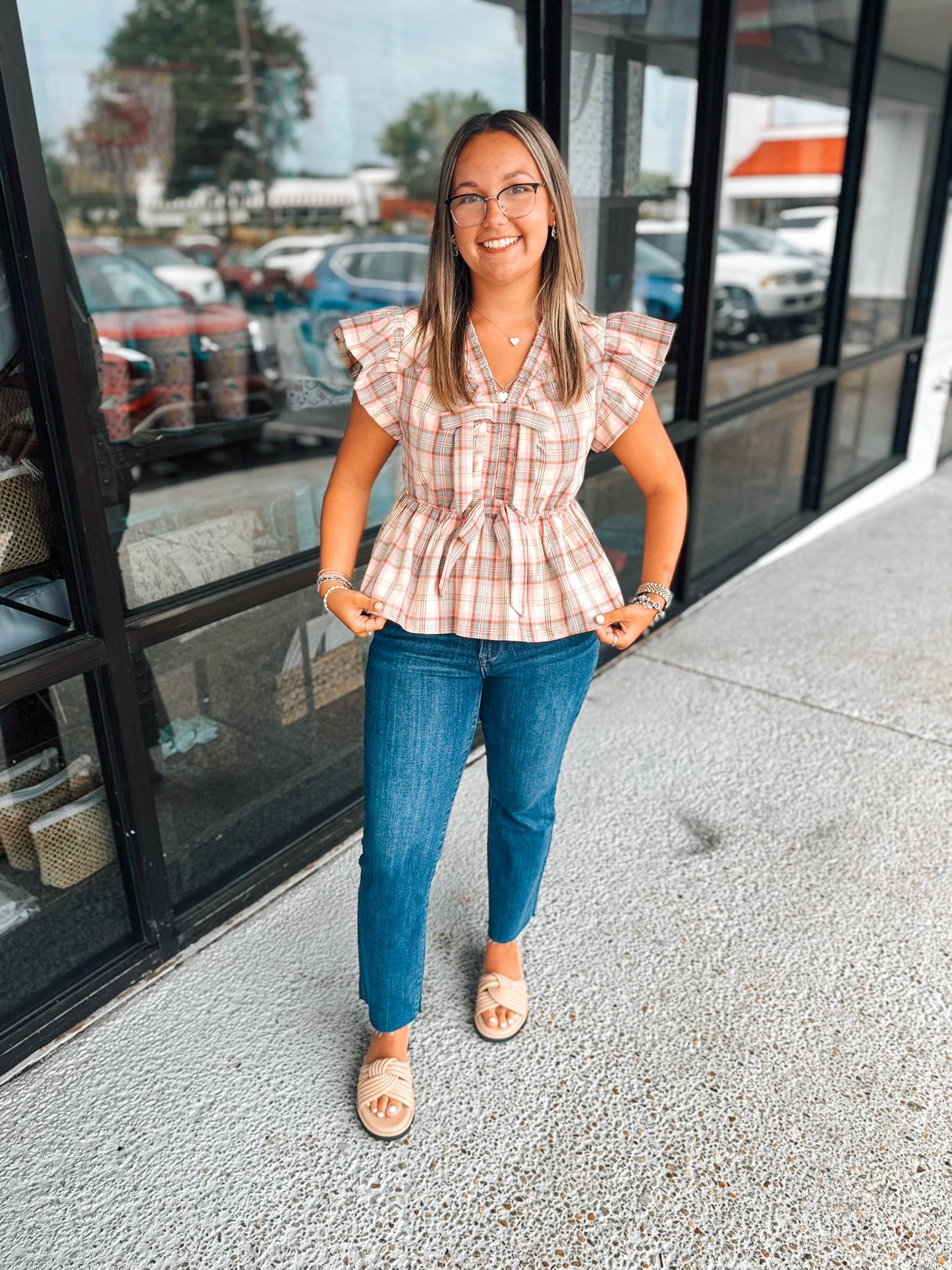 Plaid Check Kiss Top - Pink
