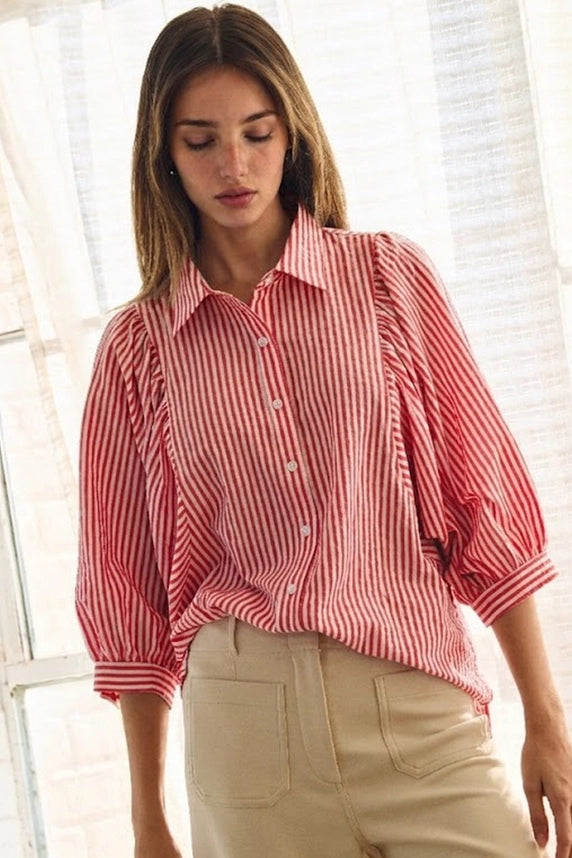 Jo Jo Top- maroon stripe