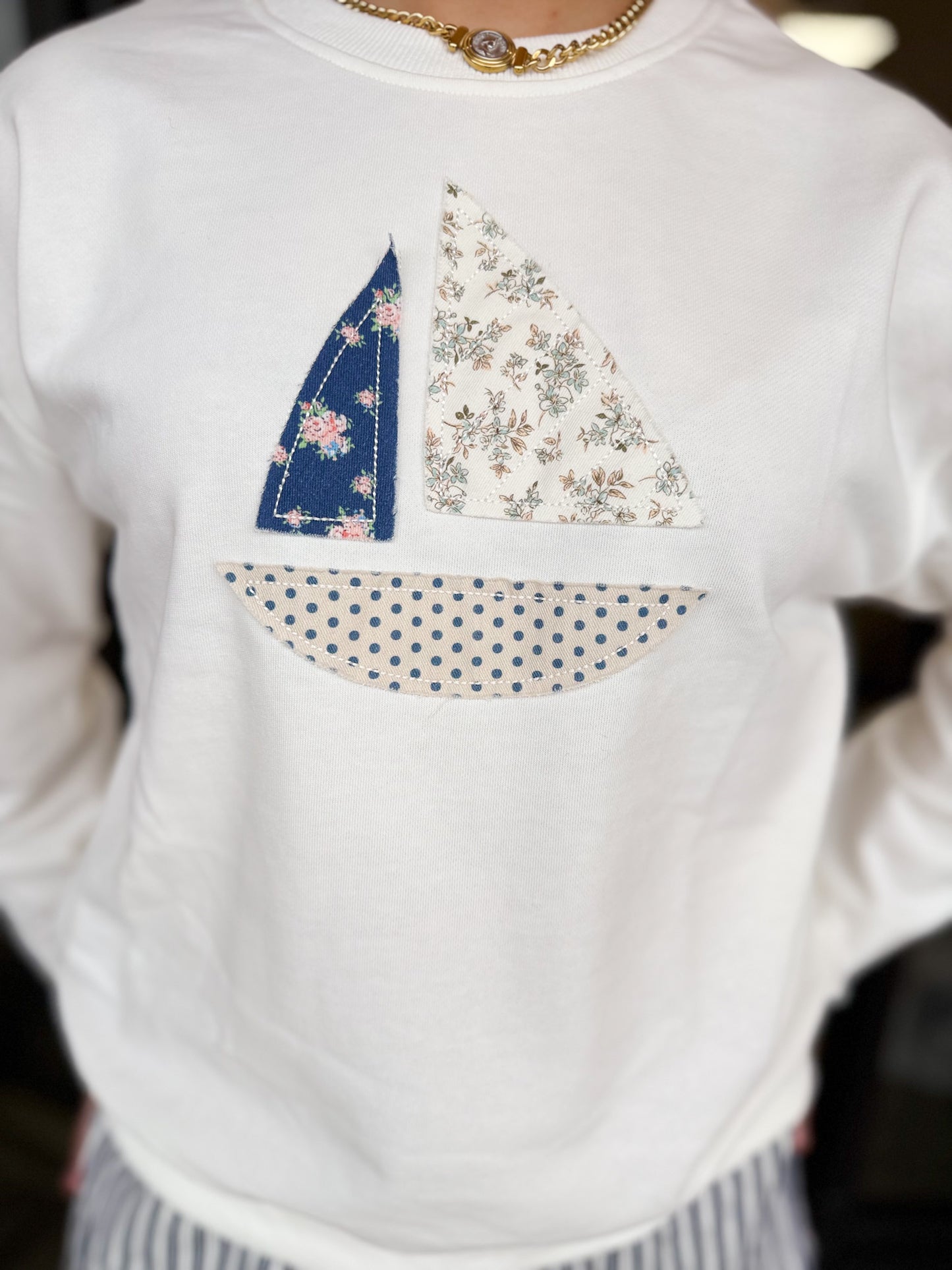 Sailboat Sailing Sweater - off white/blue