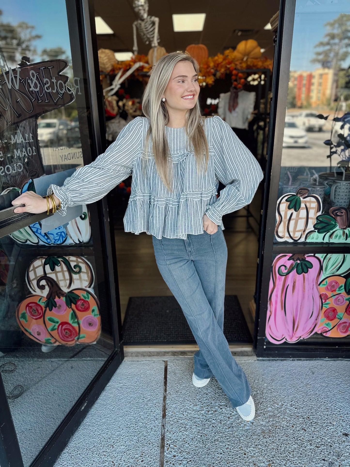 Olivia Striped Top-Black