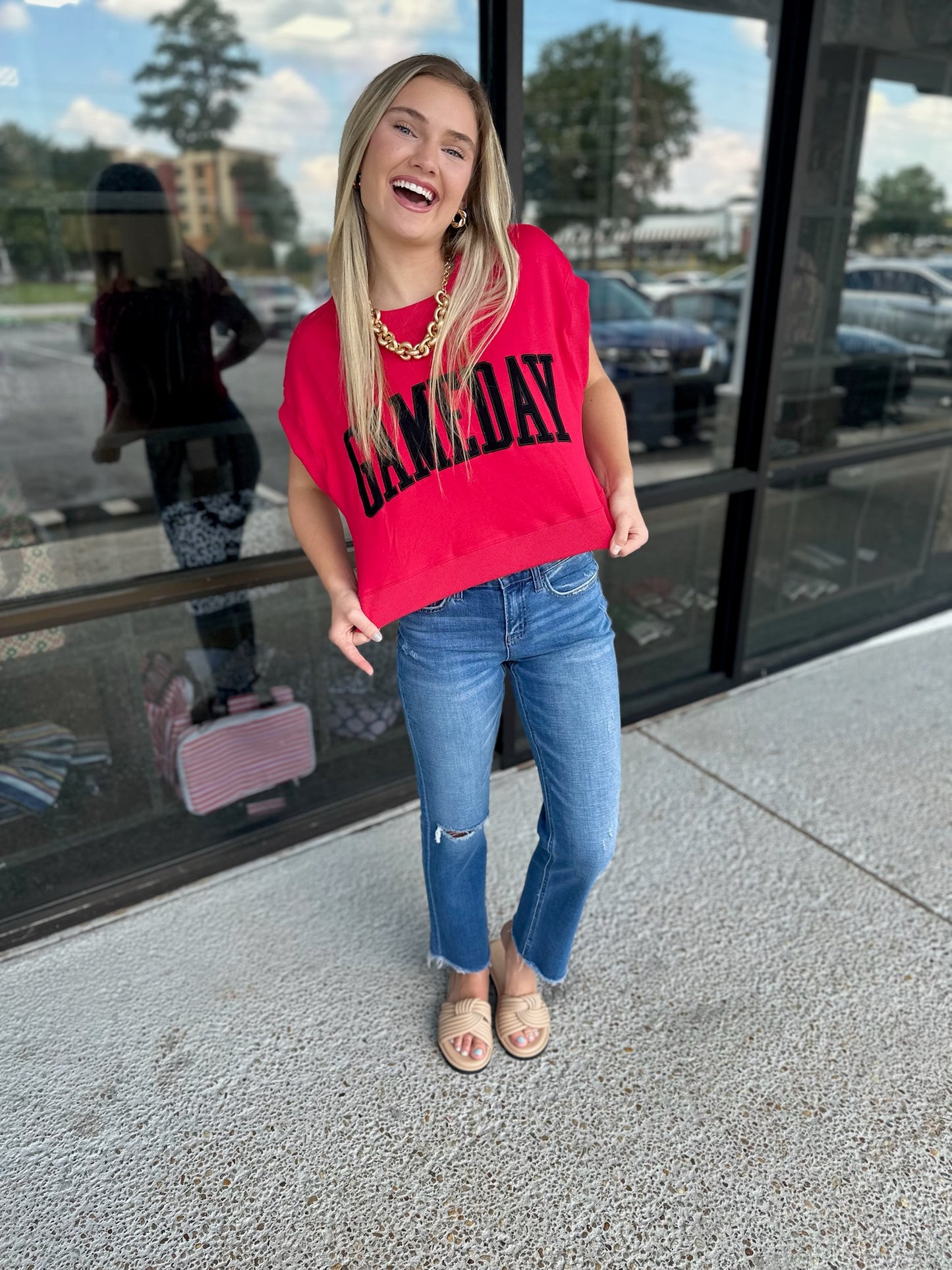 Game Day Sweater-Black/Red