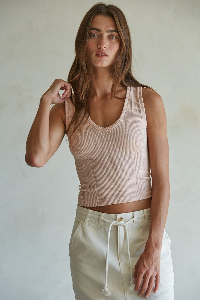 Seamless Two Tone V-Neck