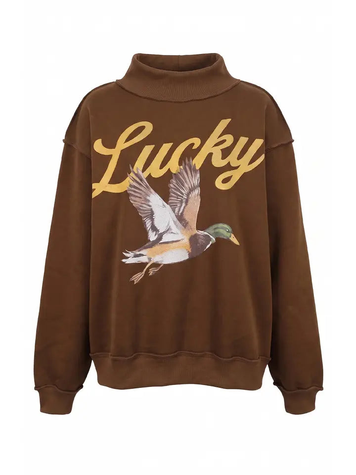 Lucky Mallard Mockneck - chocolate brown