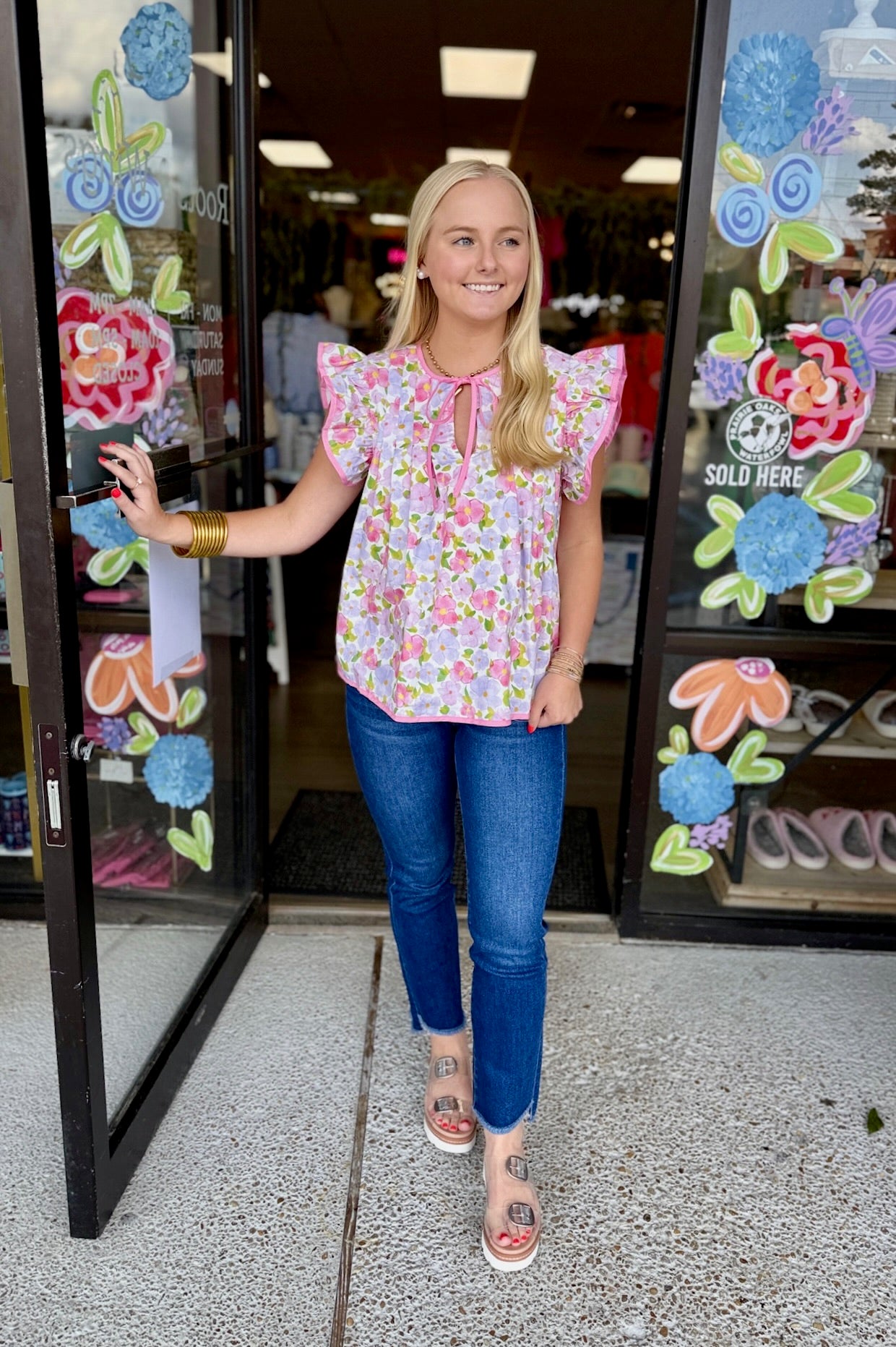 Floral Print Contrast Top