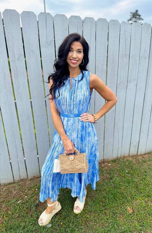 Pleated Baby Dress - blue