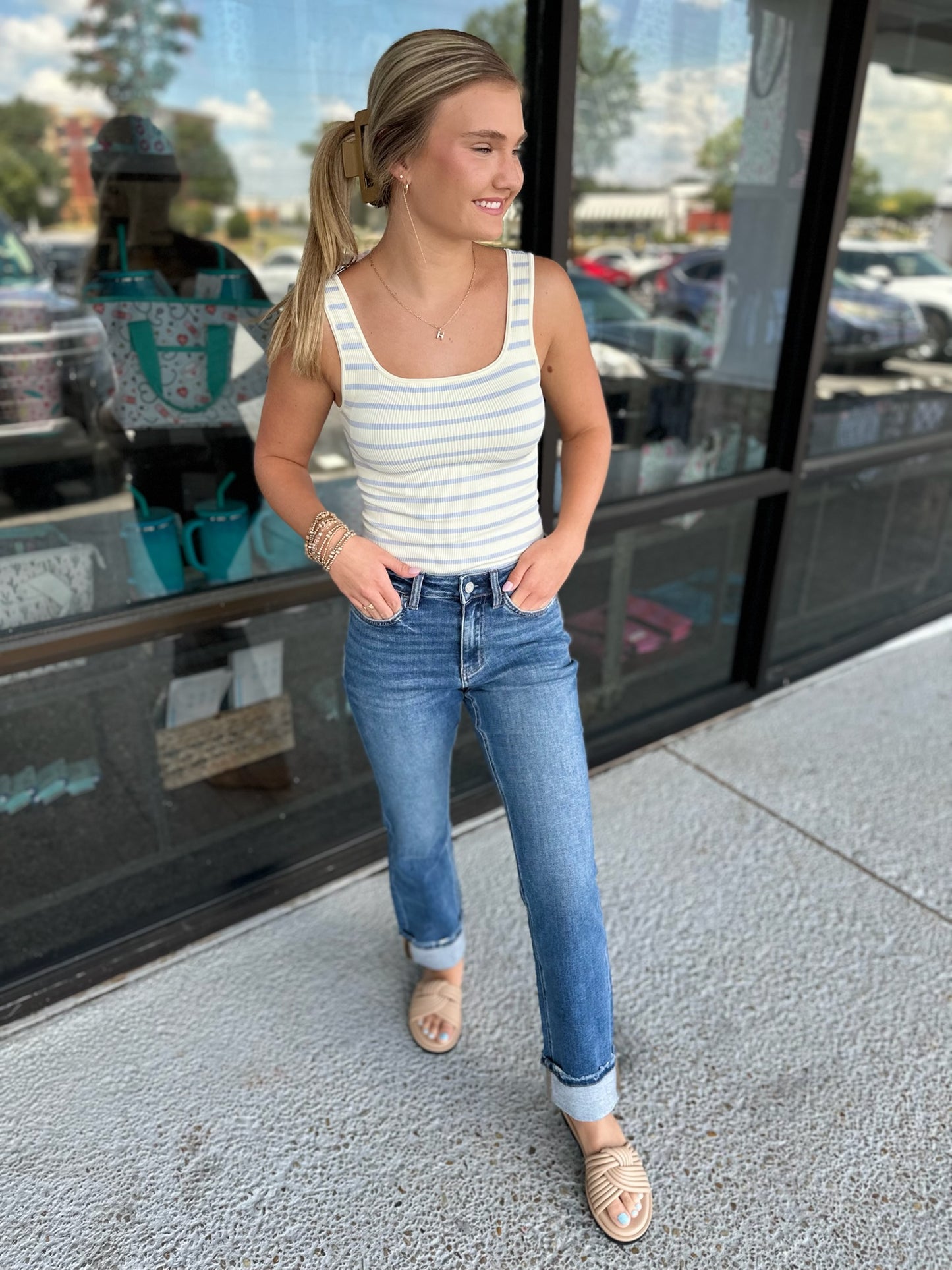 Striped Ribbed Bodysuit