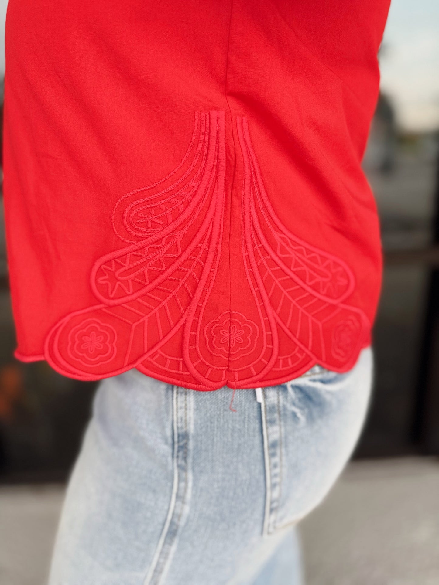 Ruffled Babe Top - chili pepper