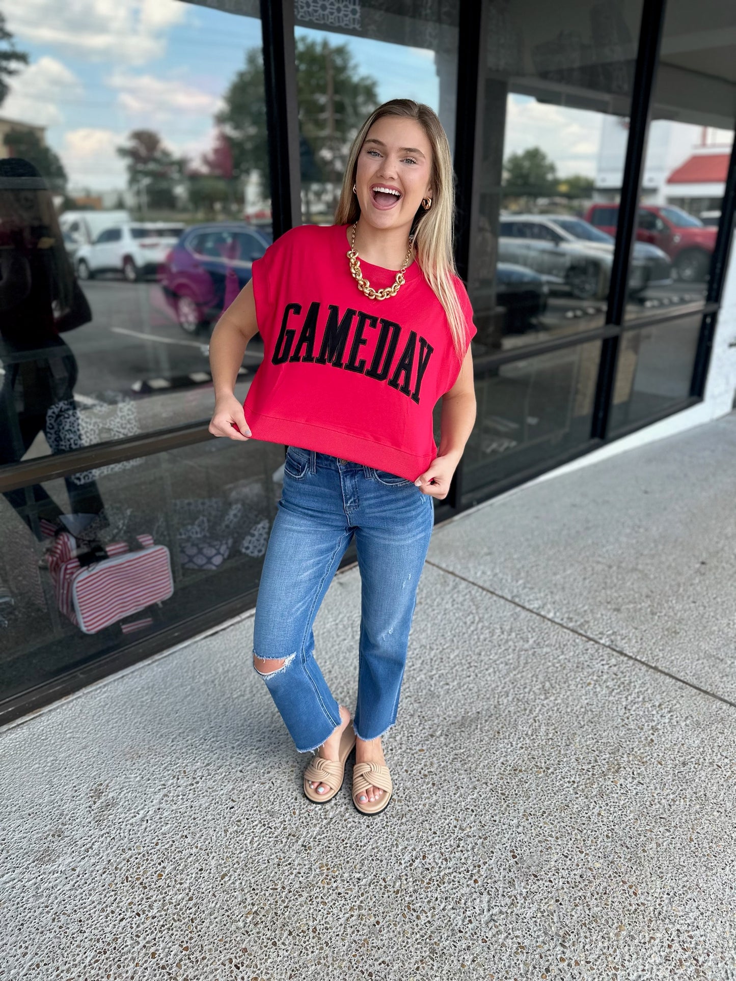 Game Day Sweater-Black/Red