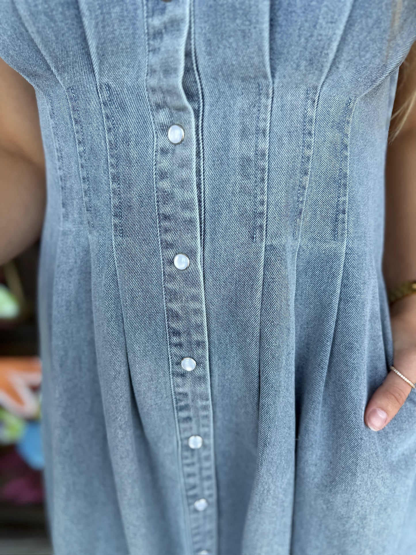 Denim Pintuck midi