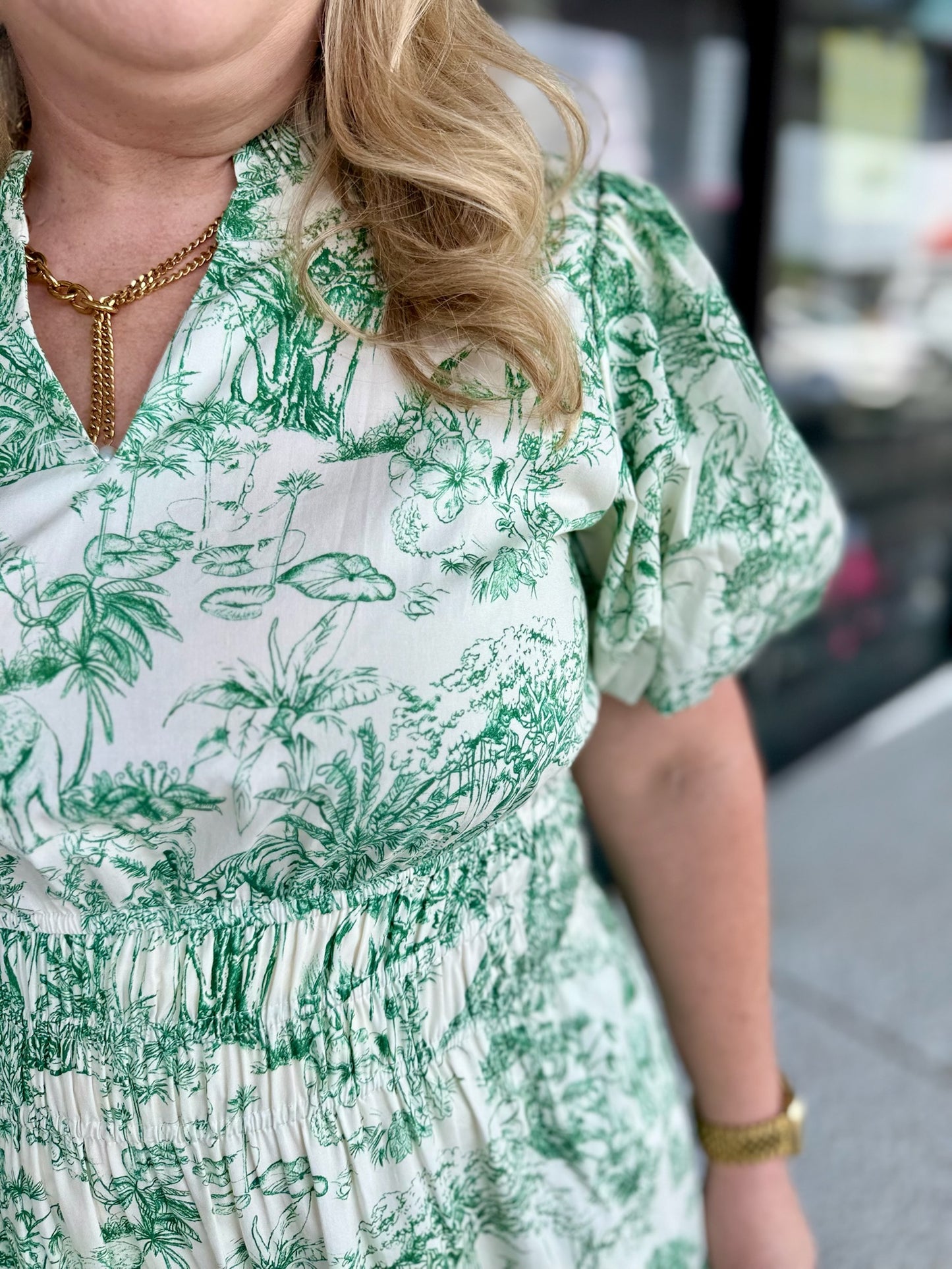 Floral Print Pockets Maxi Dress-Green