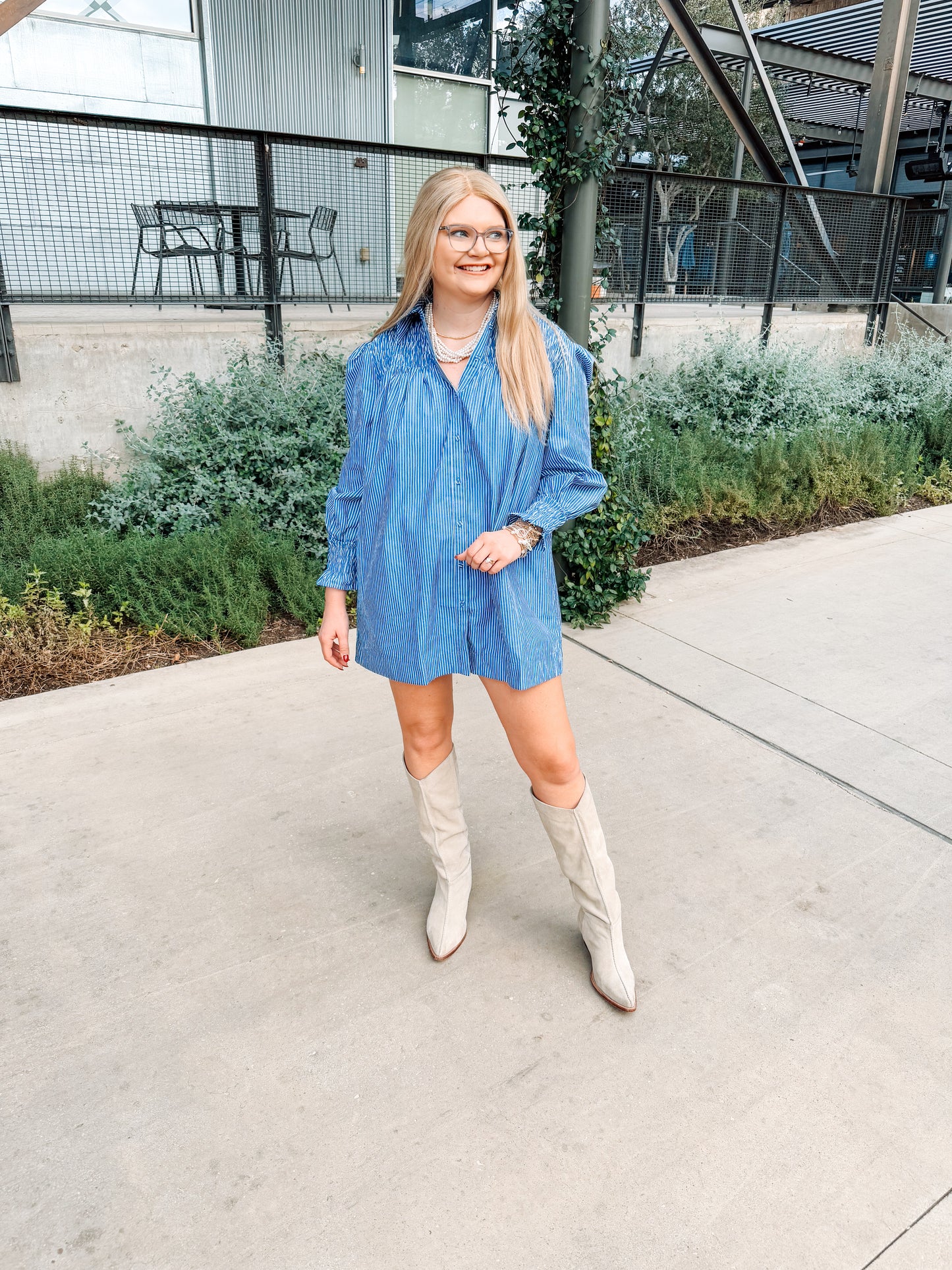 Smocked Stripe Kiss - blue