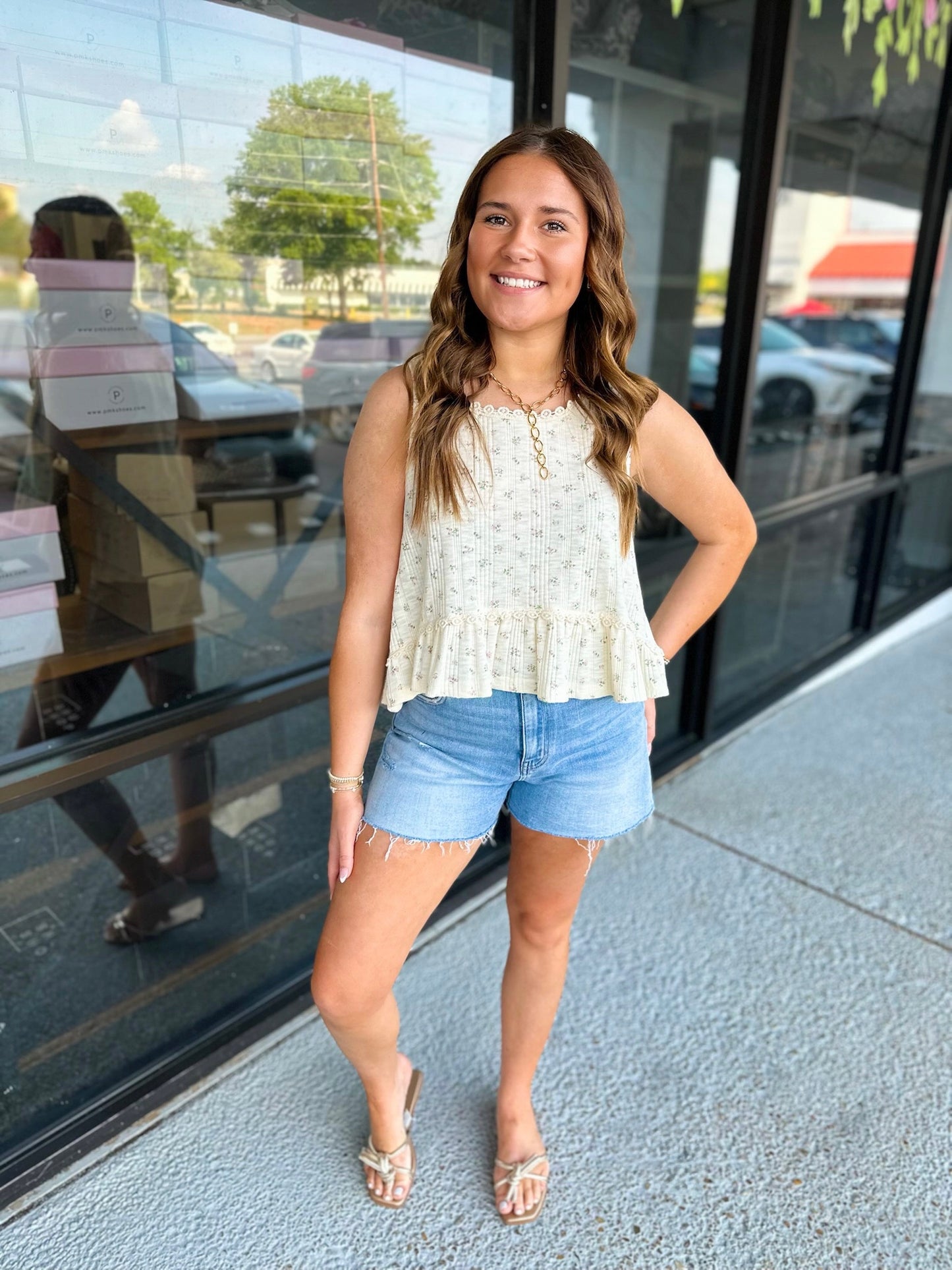 Claire Top - cream multi