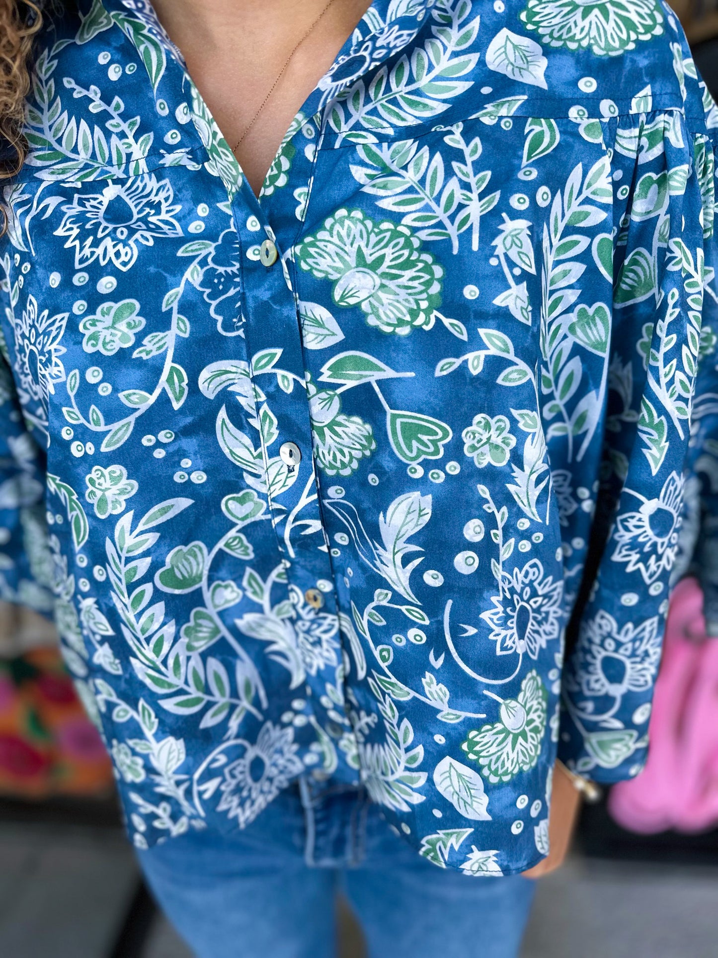Brad Button Up-Blue/Green