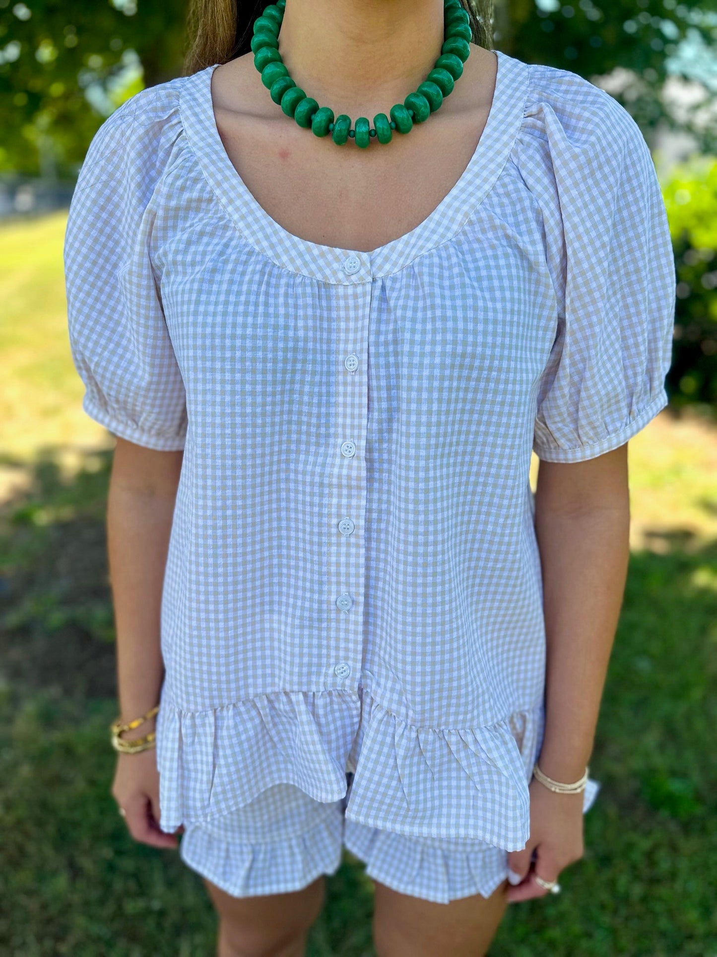 Gingham Dreams Set - taupe