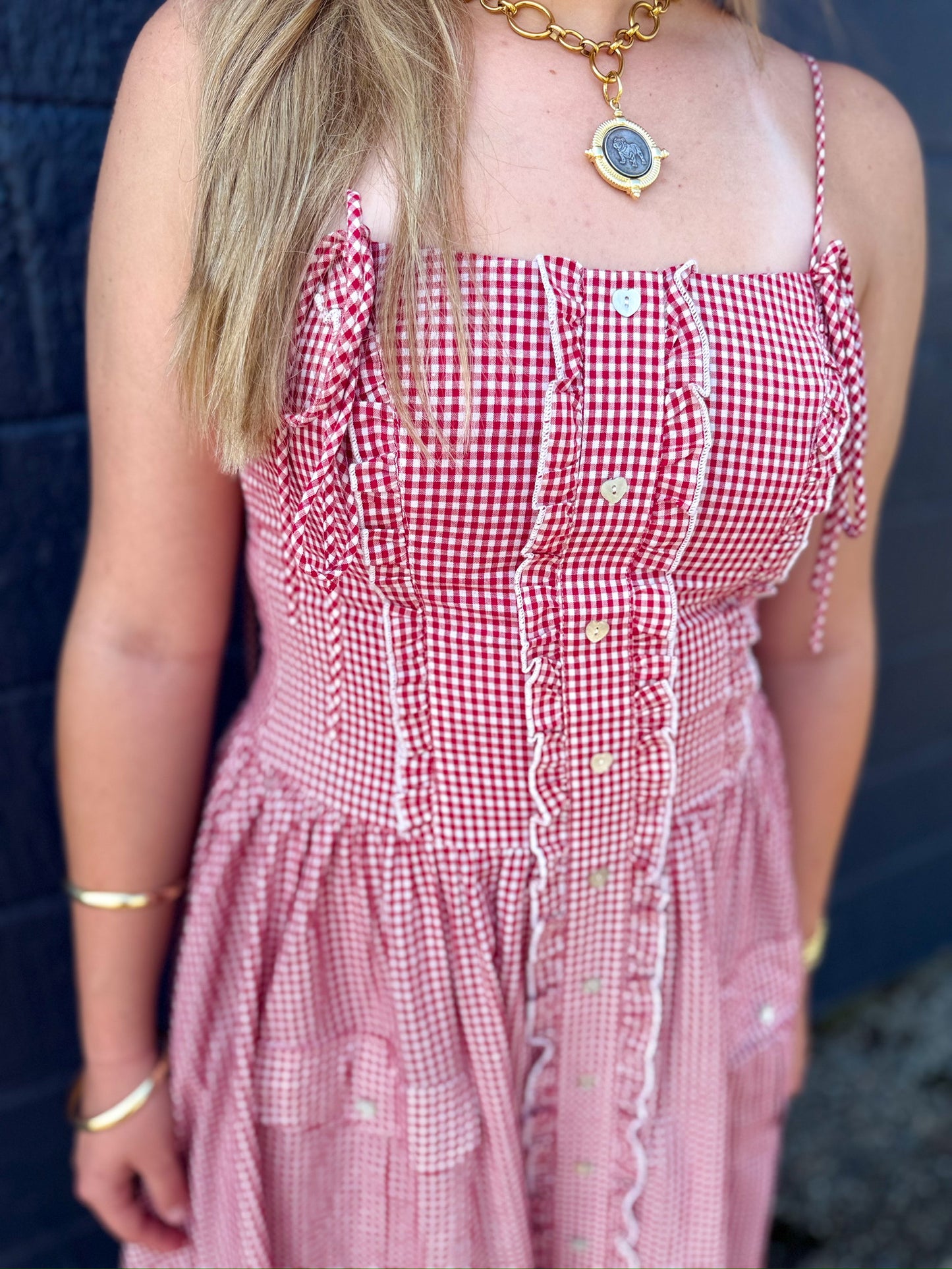 Gingham Time Midi - Red Mix