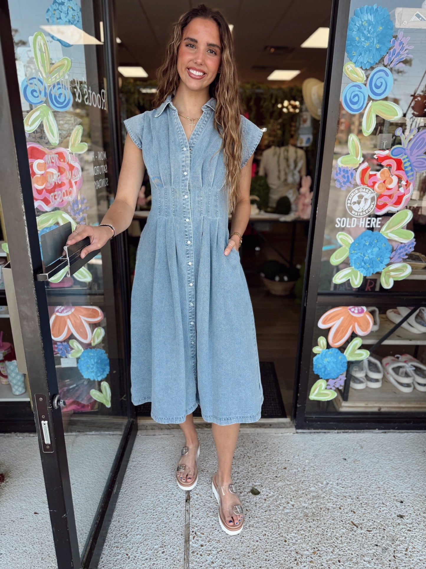Denim Pintuck midi