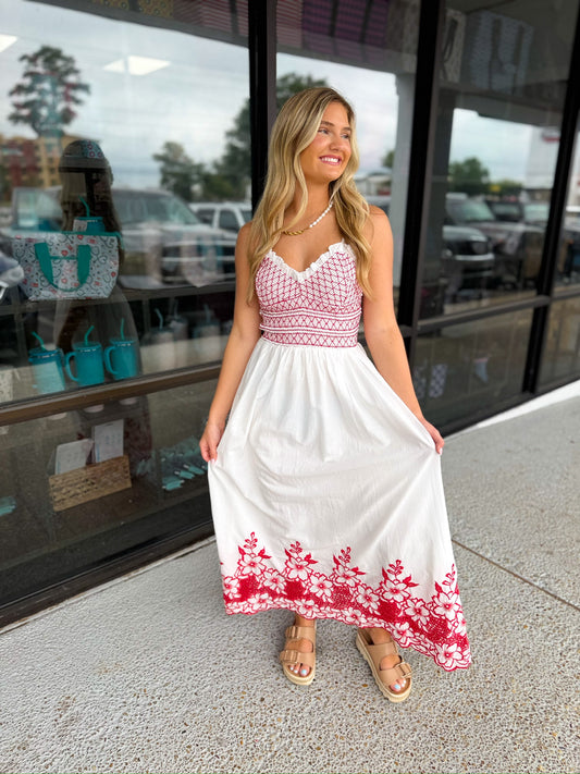 Main Character Midi Dress - Red Mix