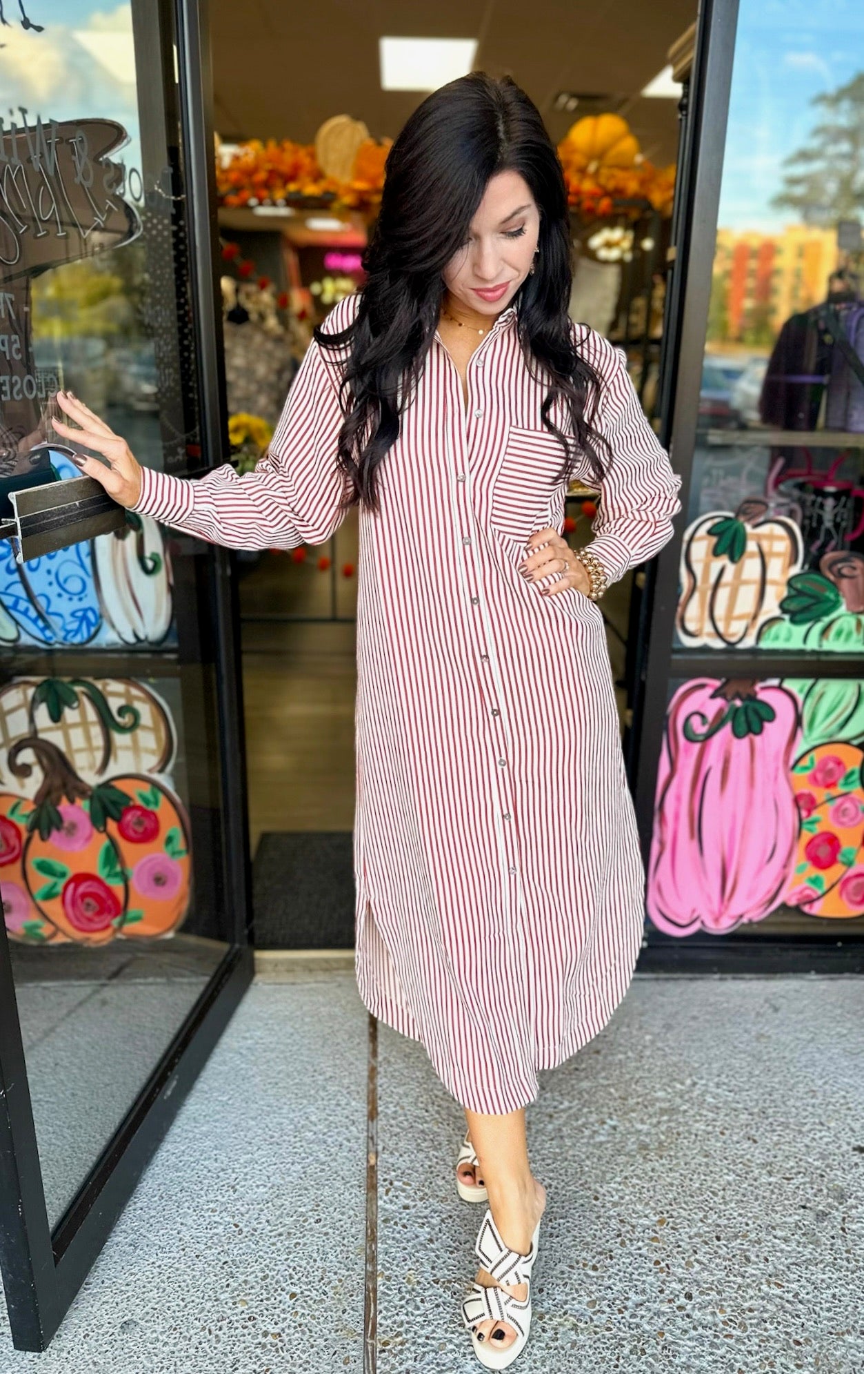 Victoria Striped Maxi-Rust