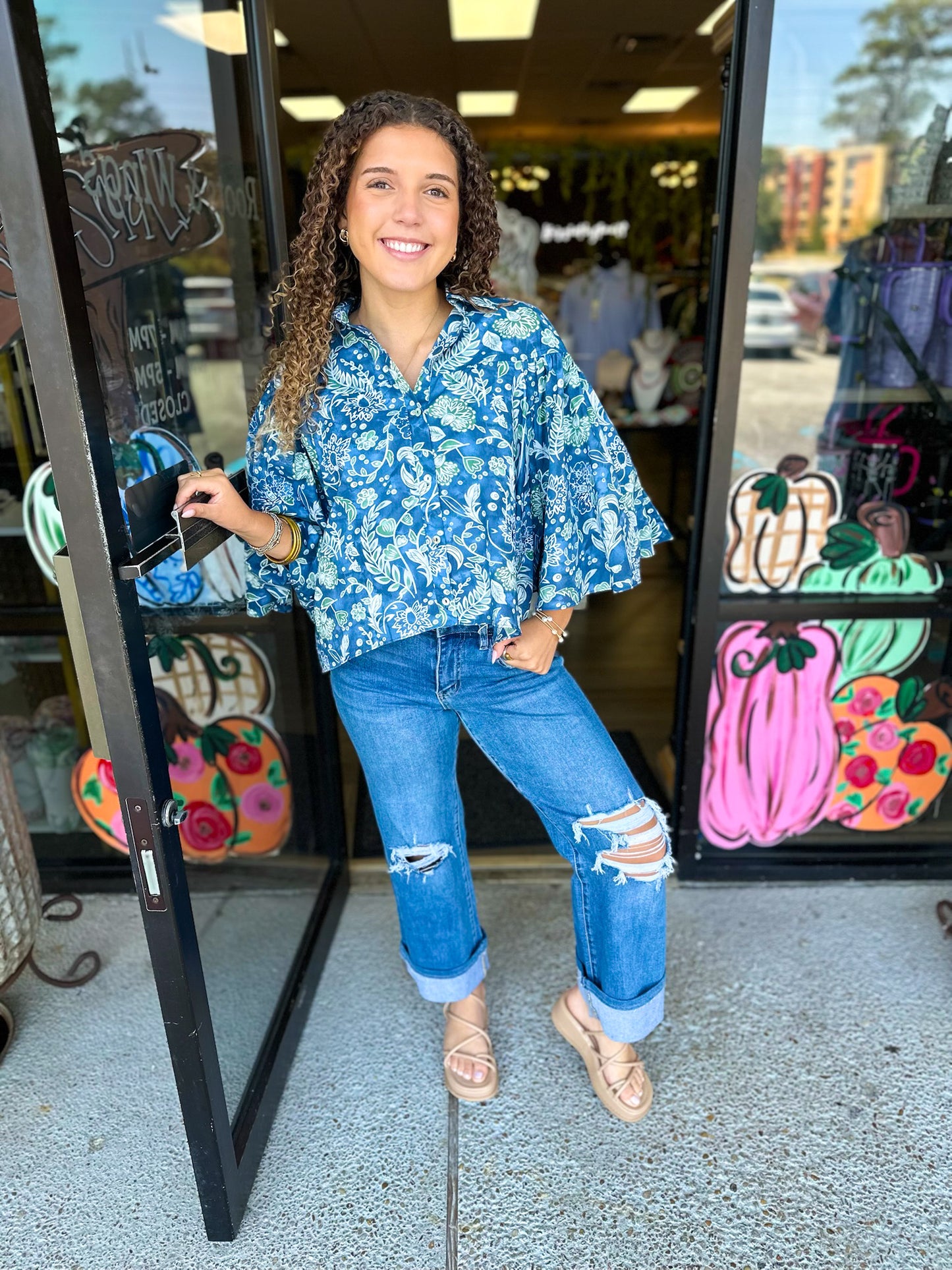 Brad Button Up-Blue/Green