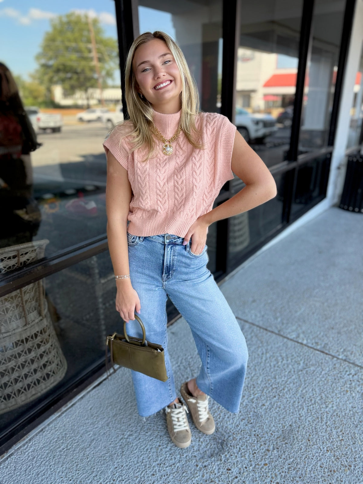 Textured Girly Top - Apricot