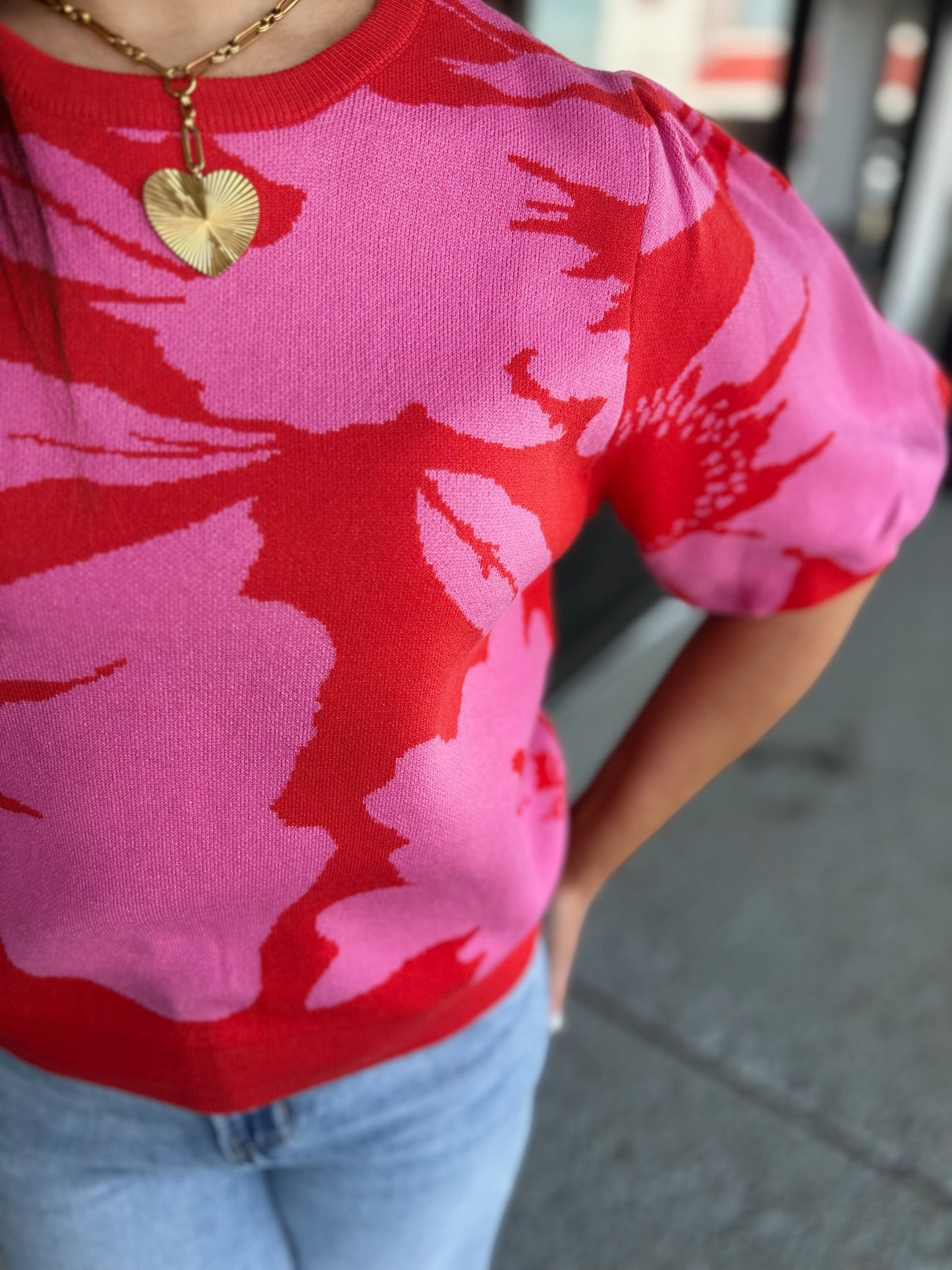 Floral Kiss Top- red