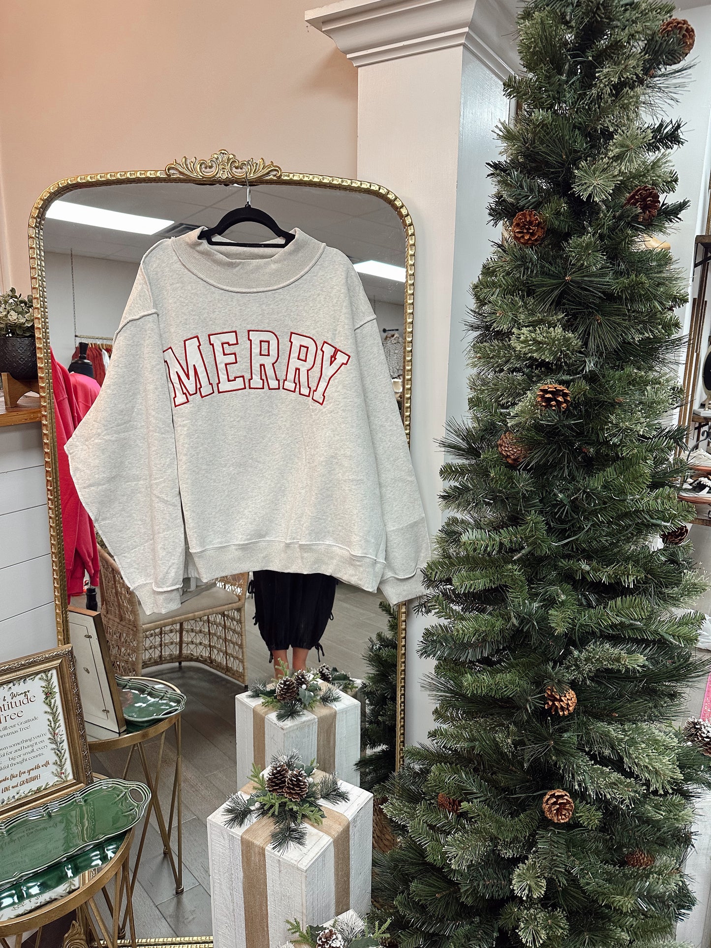 Merry Embroidered Mockneck