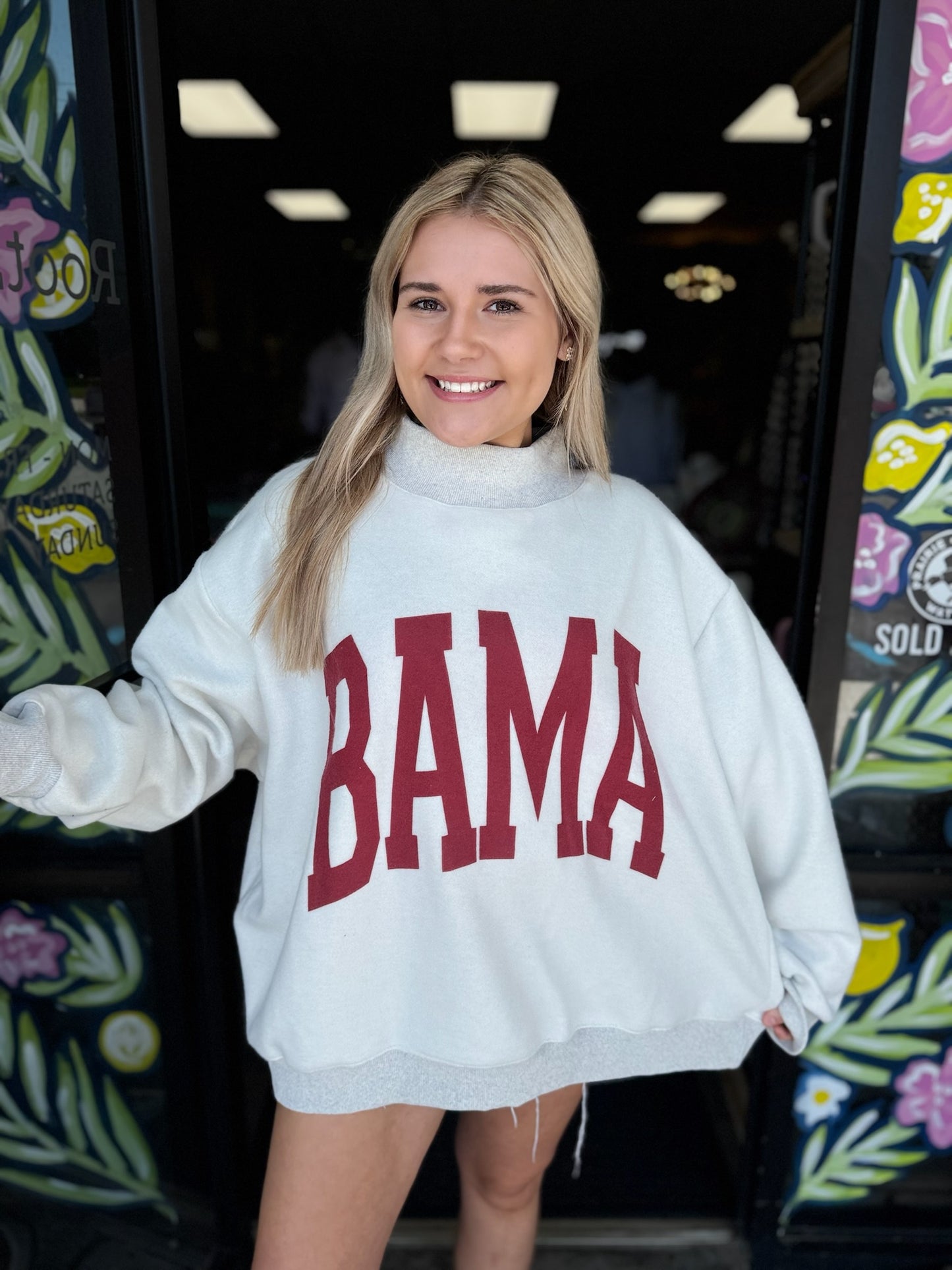 Alabama/BAMA Reversible Mockneck-Heather Grey