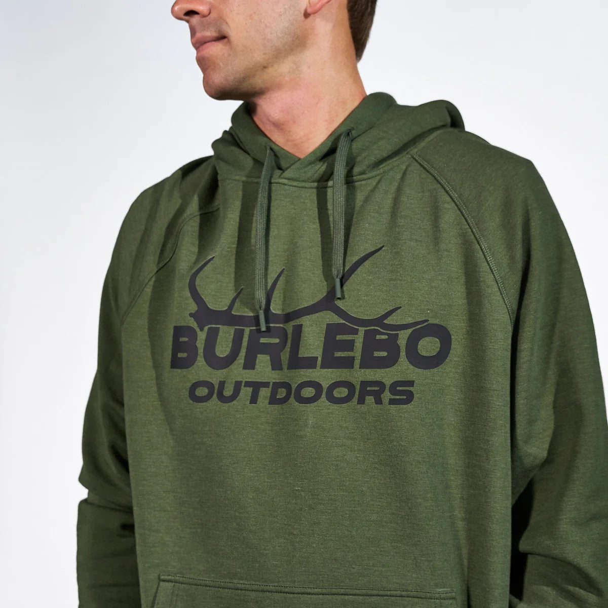 Elk Horn Heather Olive Fleece Hoodie