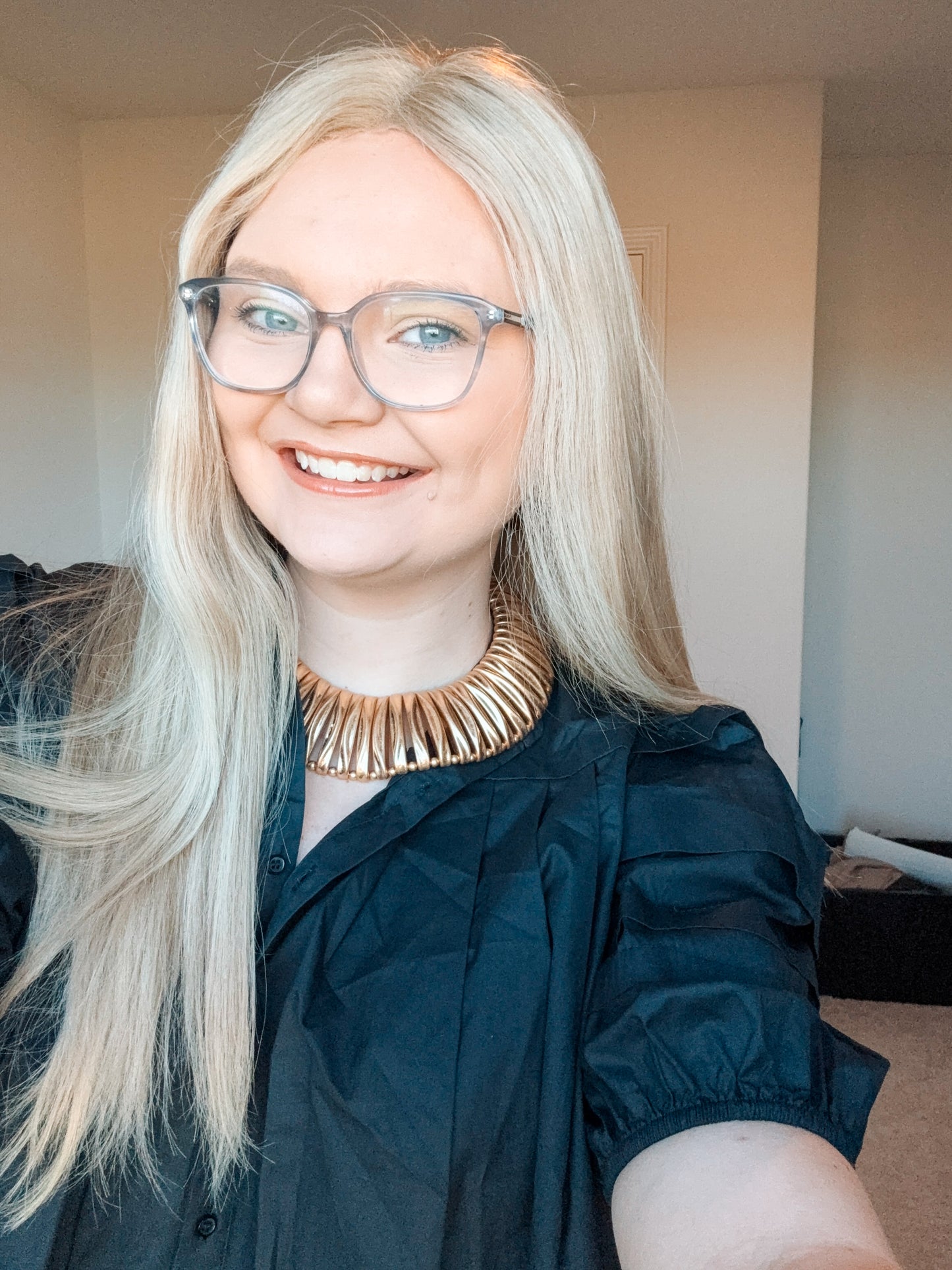 Pleated Pintuck Blouse - Black