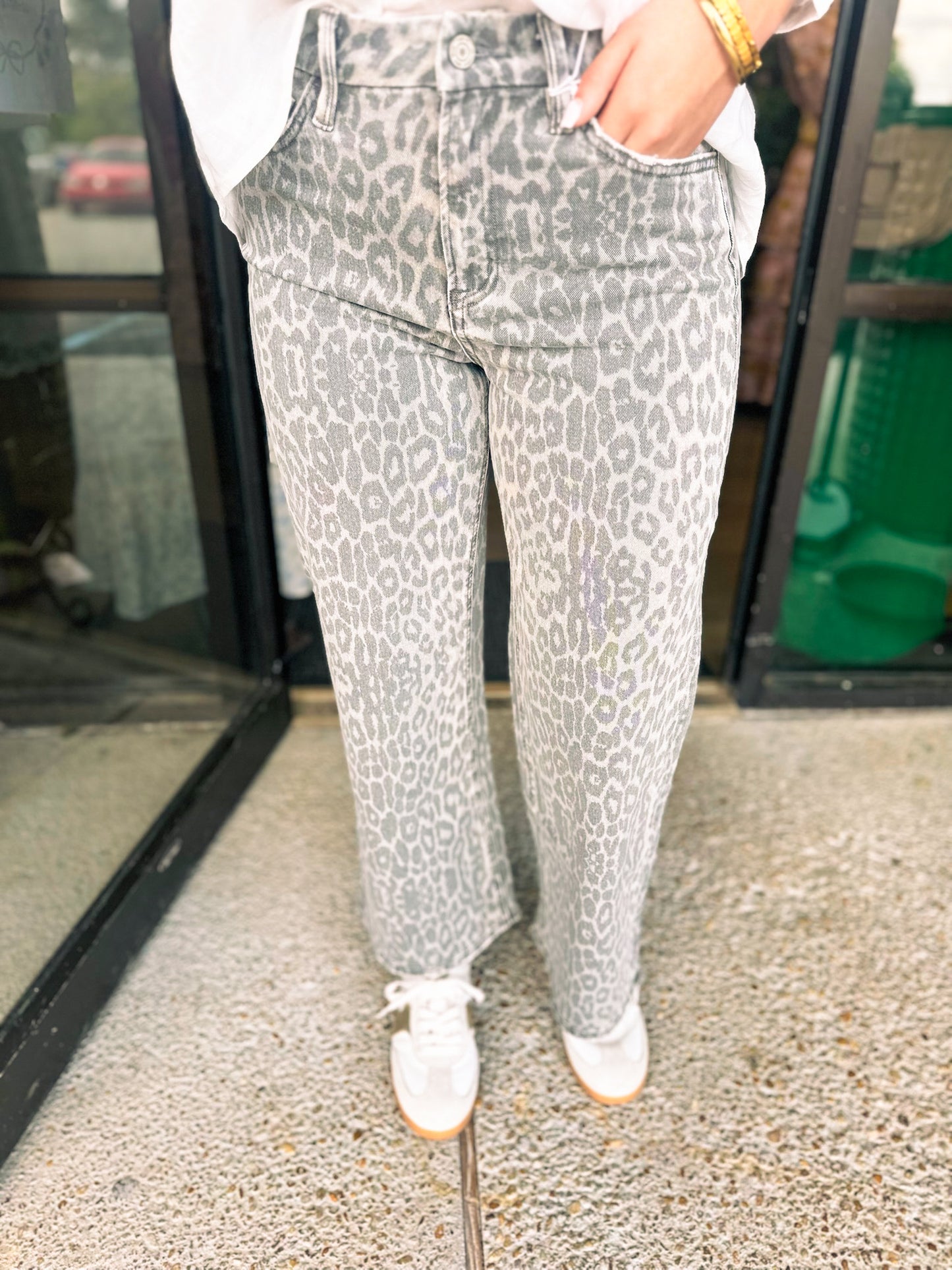 Grey Leopard Denim