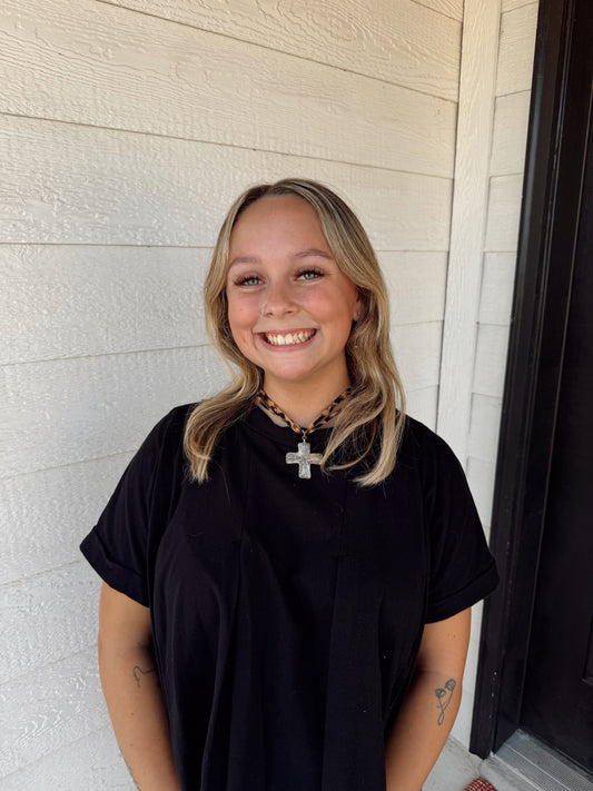 Leopard Cross Scarf Necklace