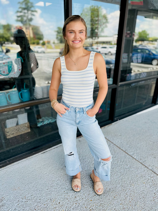 Kiss her in front of you-Light Denim