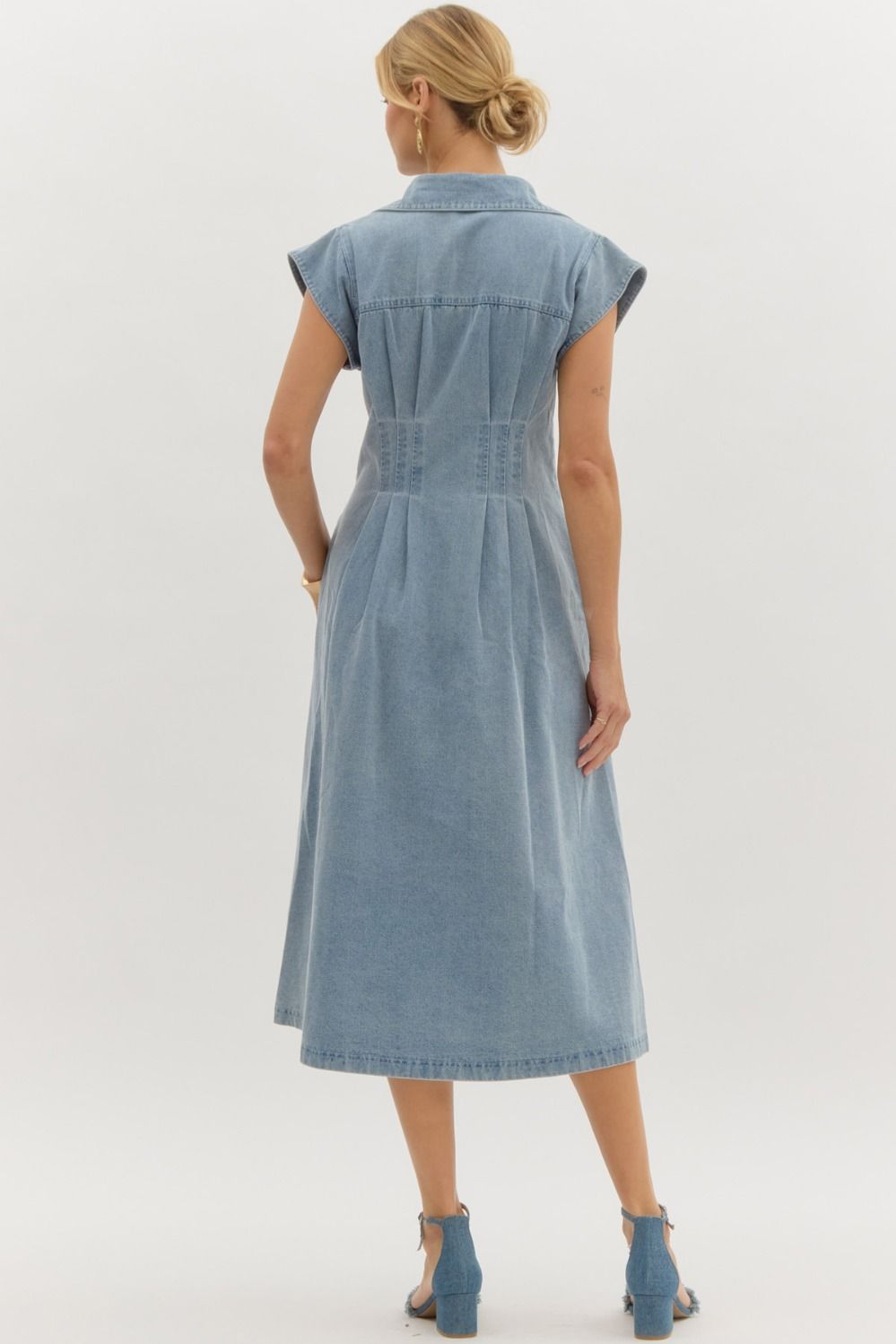Denim Pintuck midi
