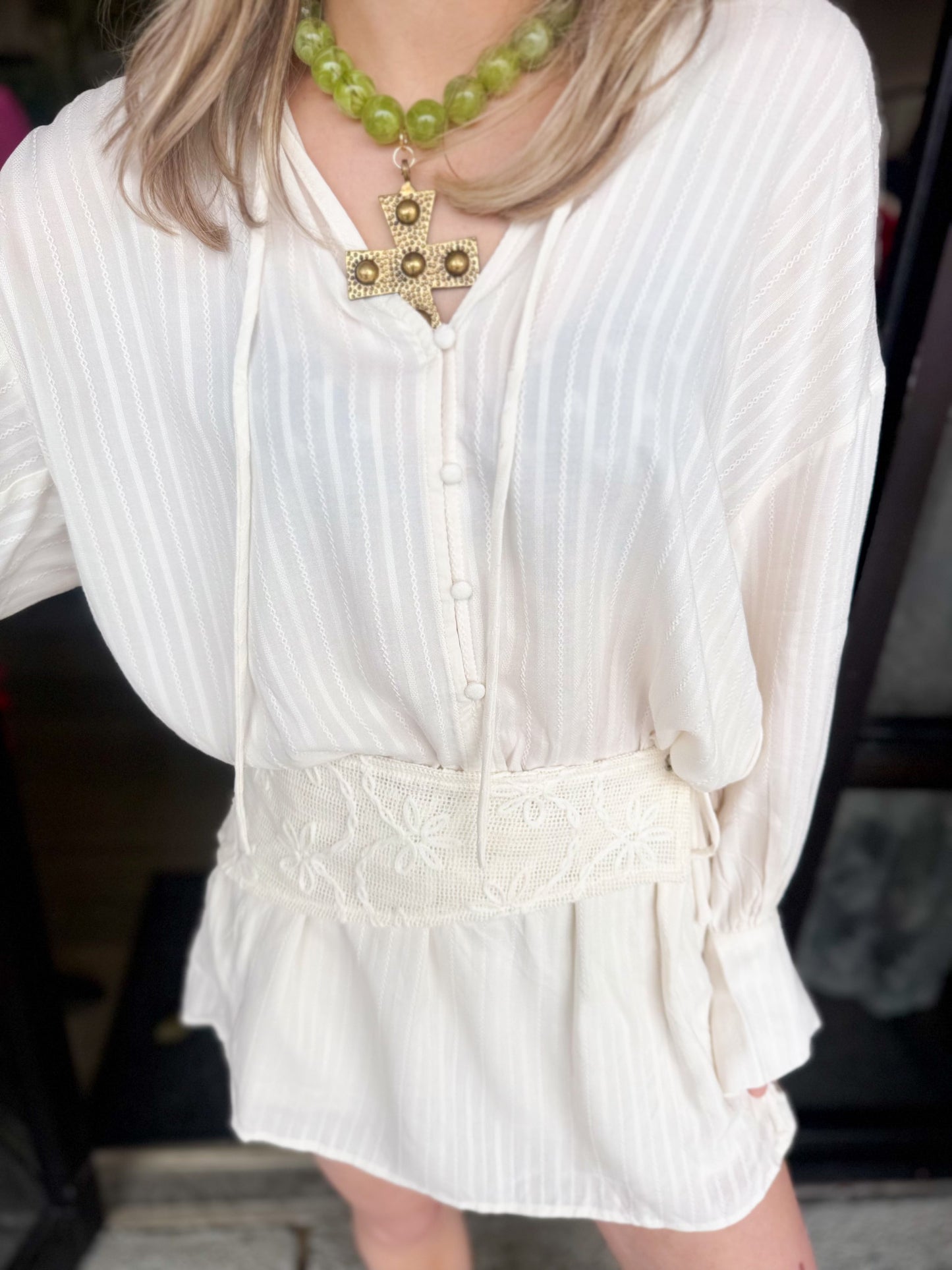 Anna Claire Romper - Cream