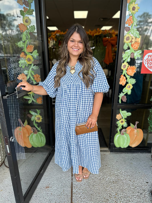 Southern Belle Midi Dress - denim blue