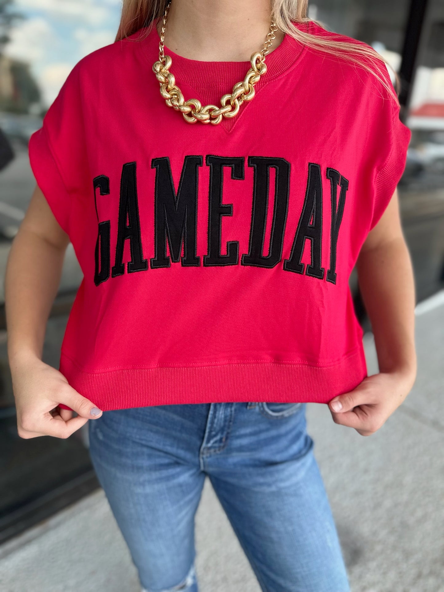 Game Day Sweater-Black/Red