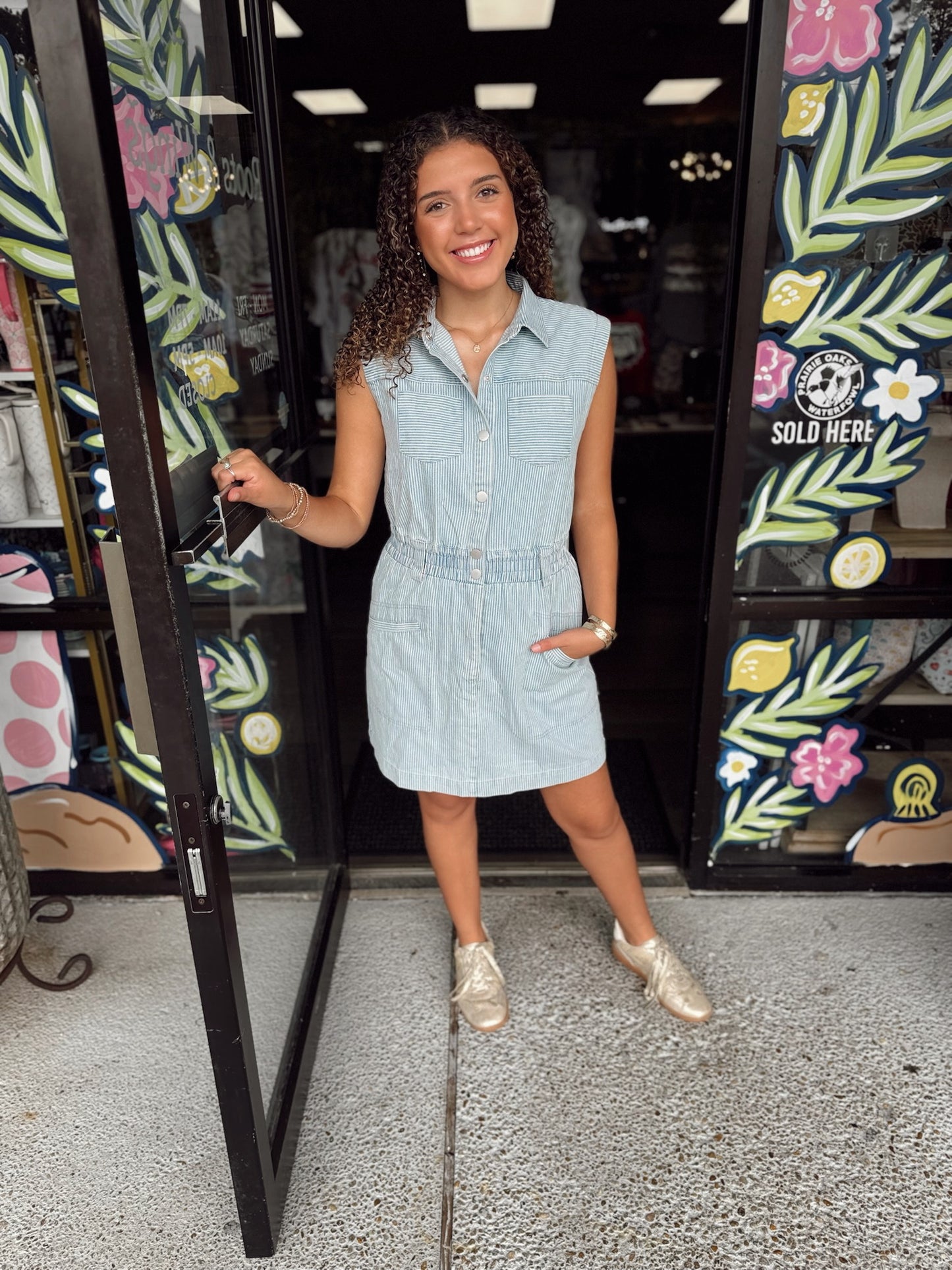 Washed Denim Dress-Denim Blue
